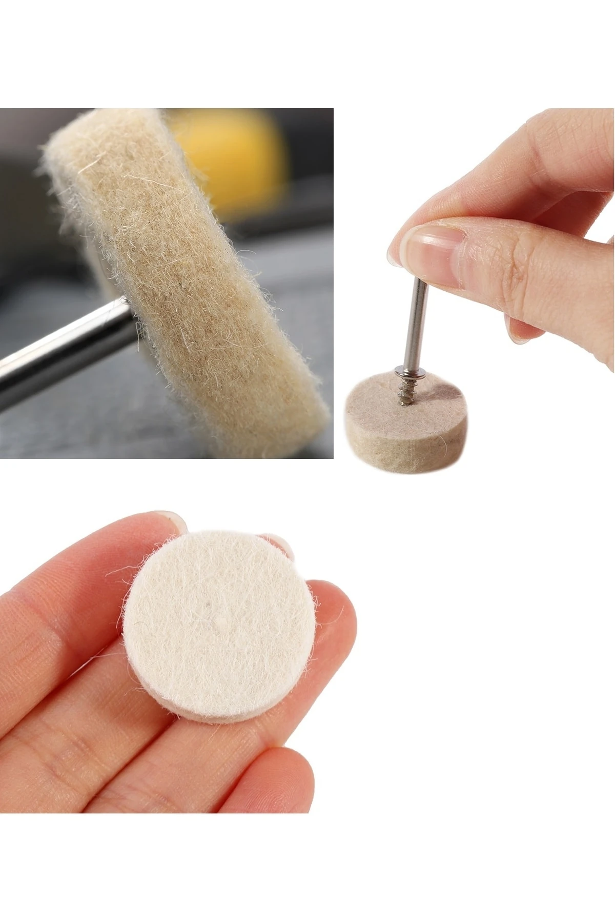 Polisaj Cila Parlatma Keçesi Yün Keçe Dremel Matkap Ucu 13mm Ve 25mm Toplam 33 Lü Set