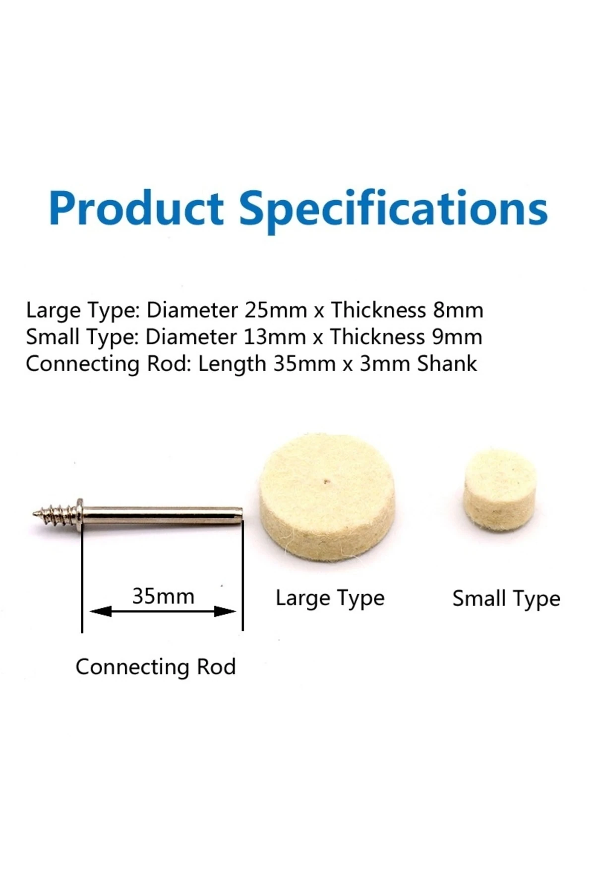 Polisaj Cila Parlatma Keçesi Yün Keçe Dremel Matkap Ucu 13mm Ve 25mm Toplam 33 Lü Set
