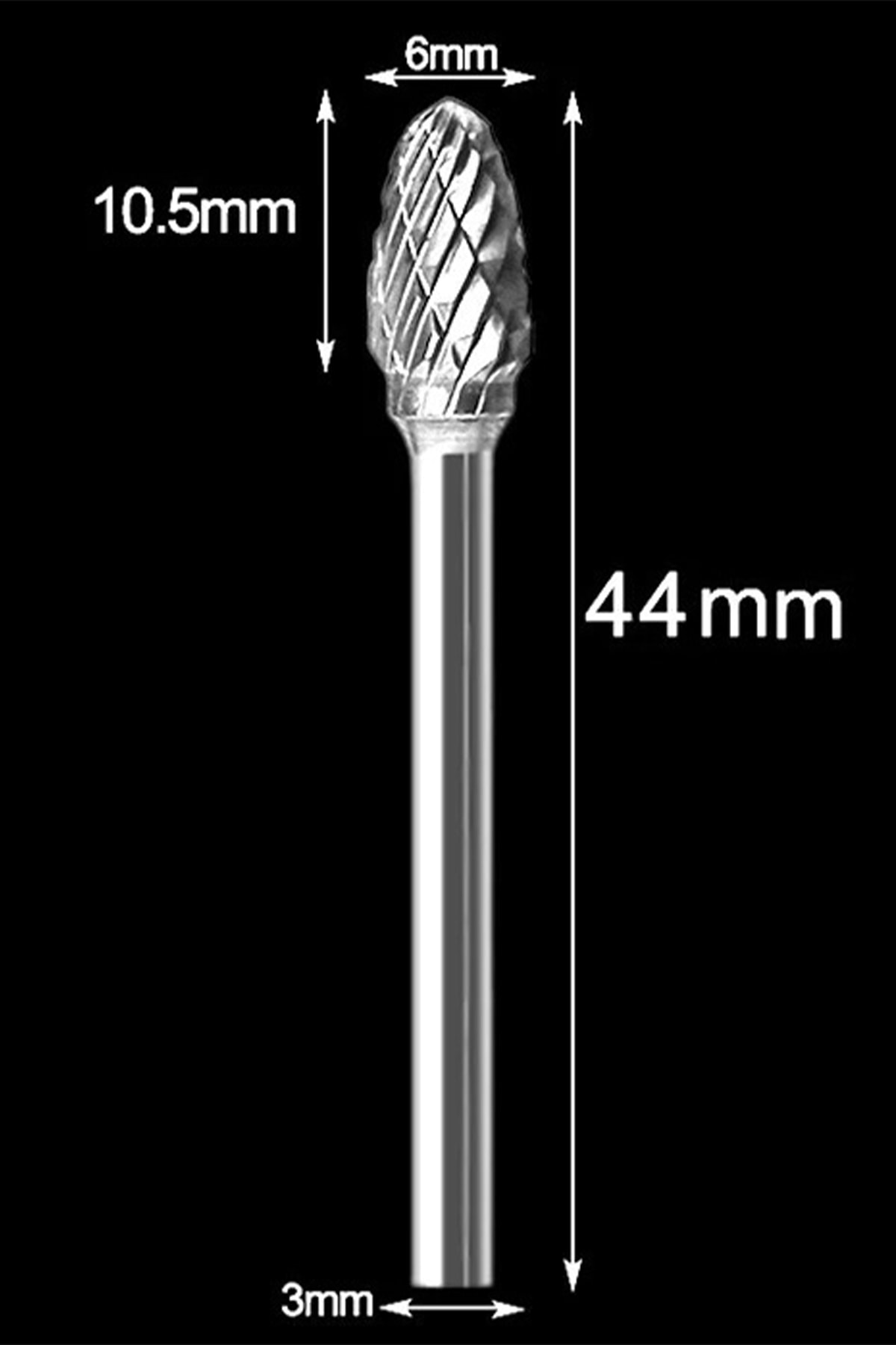 Yoğun Karbür Çelik Tungsten 6 Mm Cnc Router , Dremel Vb. Yuvarlak Kafa Carbide Uç Konik