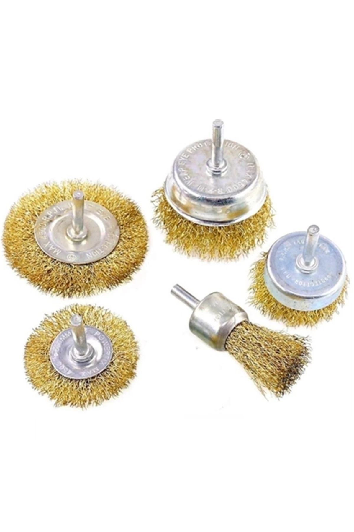 5 Parça Pimli Matkap Için Tel Fırça Seti Prinç Kaplı Çelik Tel Fırça Silindir. Konik Set