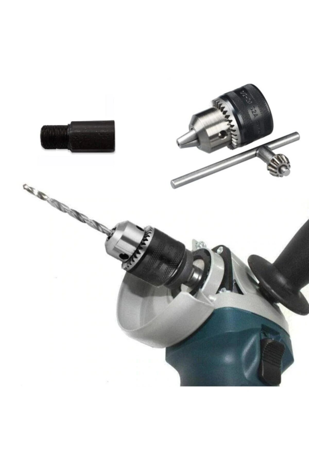 Avuç Taşlama Spiral Makinesini Mandrenli Matkaba Dönüştüren Adaptörlü Çelik Mandren Anahtarlı