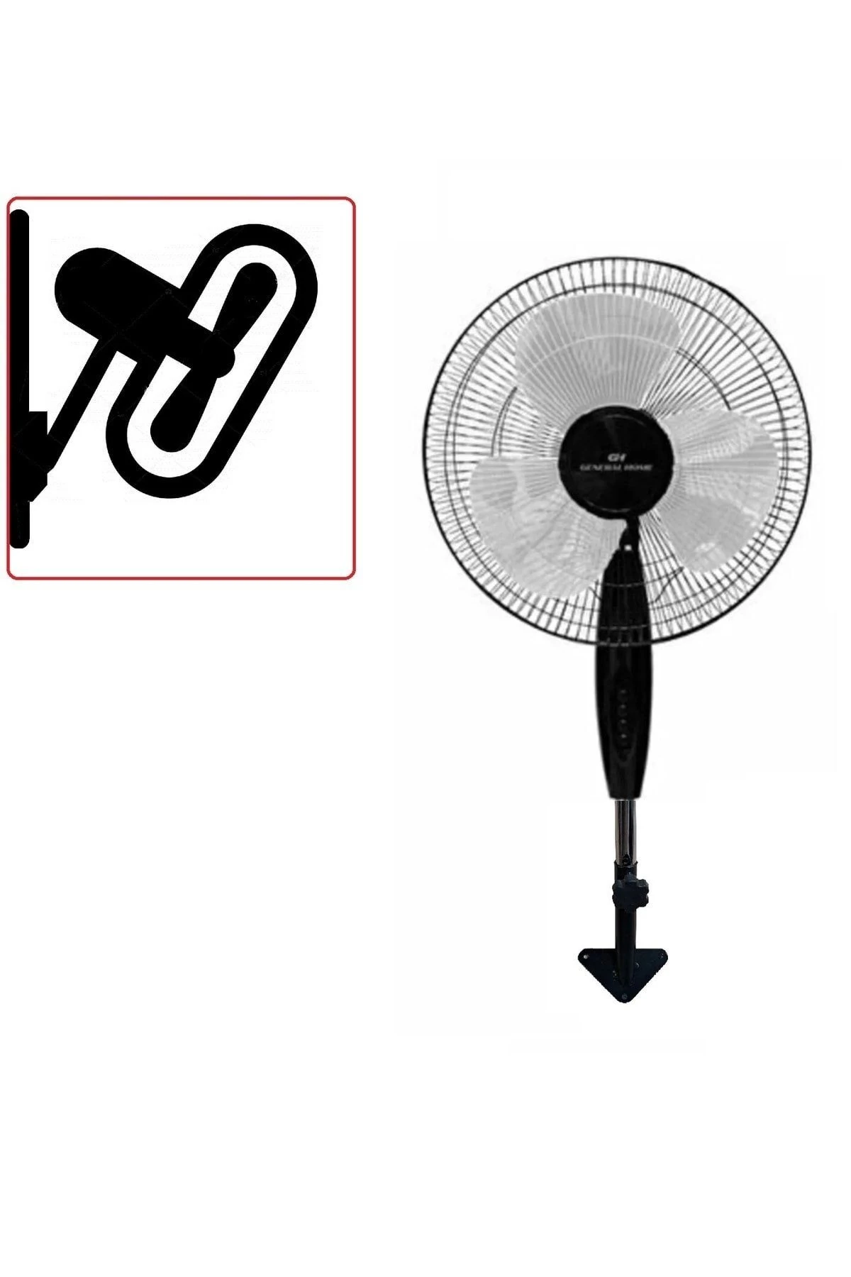 Duvar Için Hava Vantilatörü 90 Derece Döner Kafa Duvar Montajlı Pervane 40cm 55w Siyah Fan