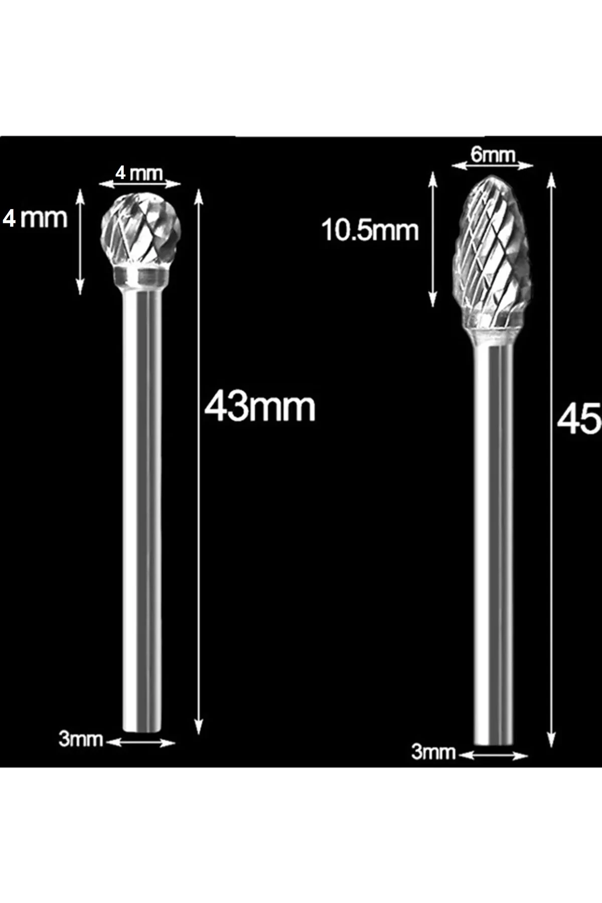 Kalıpçı Taşlama Carbide Cnc Router Için Freze Karbür Uç Sert Malzeme Takımı 3 Parça Set