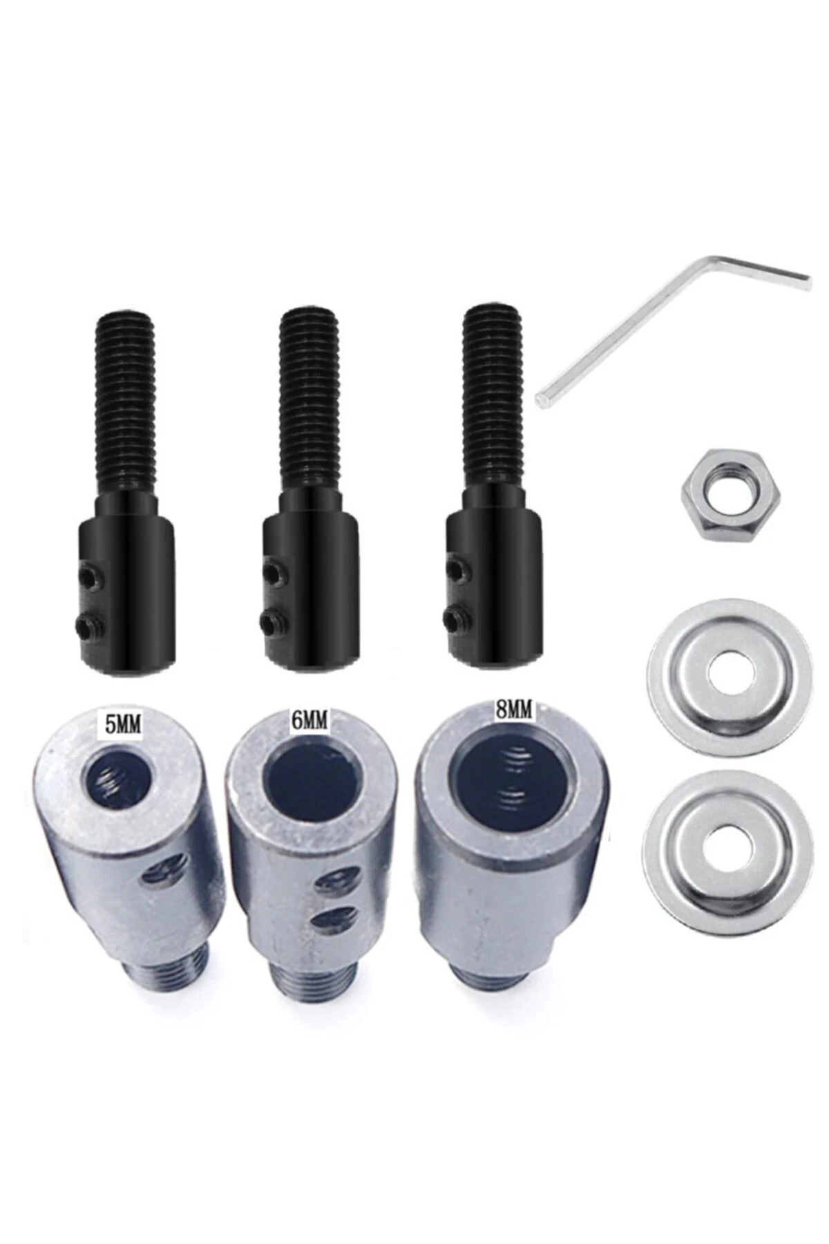 Motor Için Bağlantı Şaftı Somunlu Kaplin Mandren Adaptör 5mm 6mm 8mm Mil Uyumlu 3lü Bağlama Mili