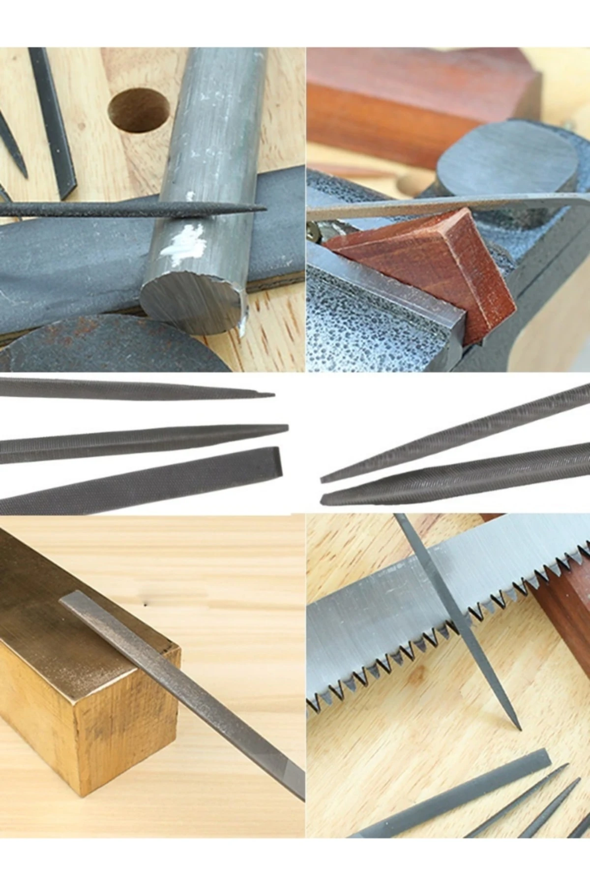 6 Parça Eğe Takımı Balık Sırtı Düz Yuvarlak Eye Karbon Ince Dişli Ege Seti