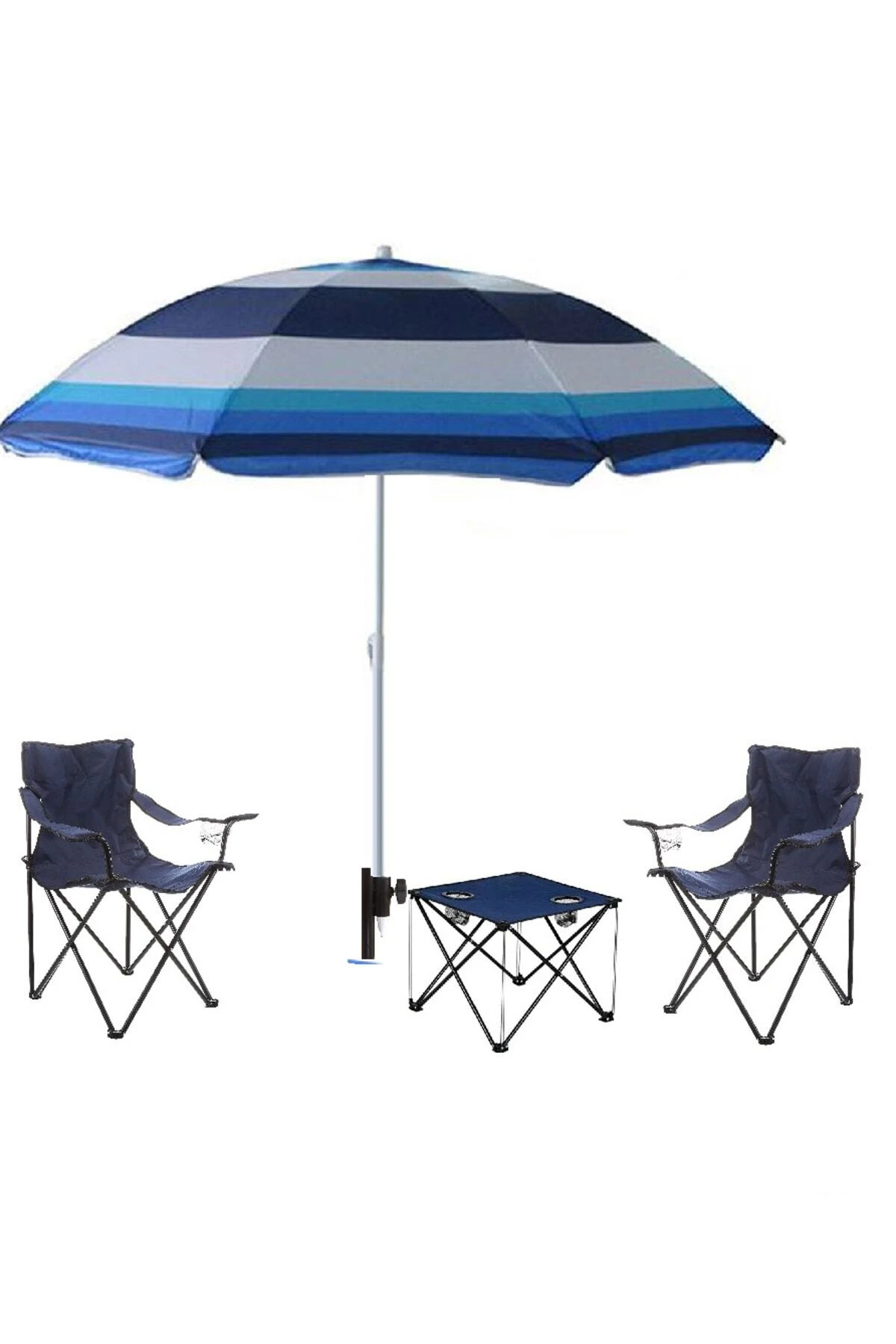 Kamp Piknik Koltuk Masası Plaj Şemsiyesi Kazık Seti Bahçe Plaj Doğa Katlanır Çantalı Set