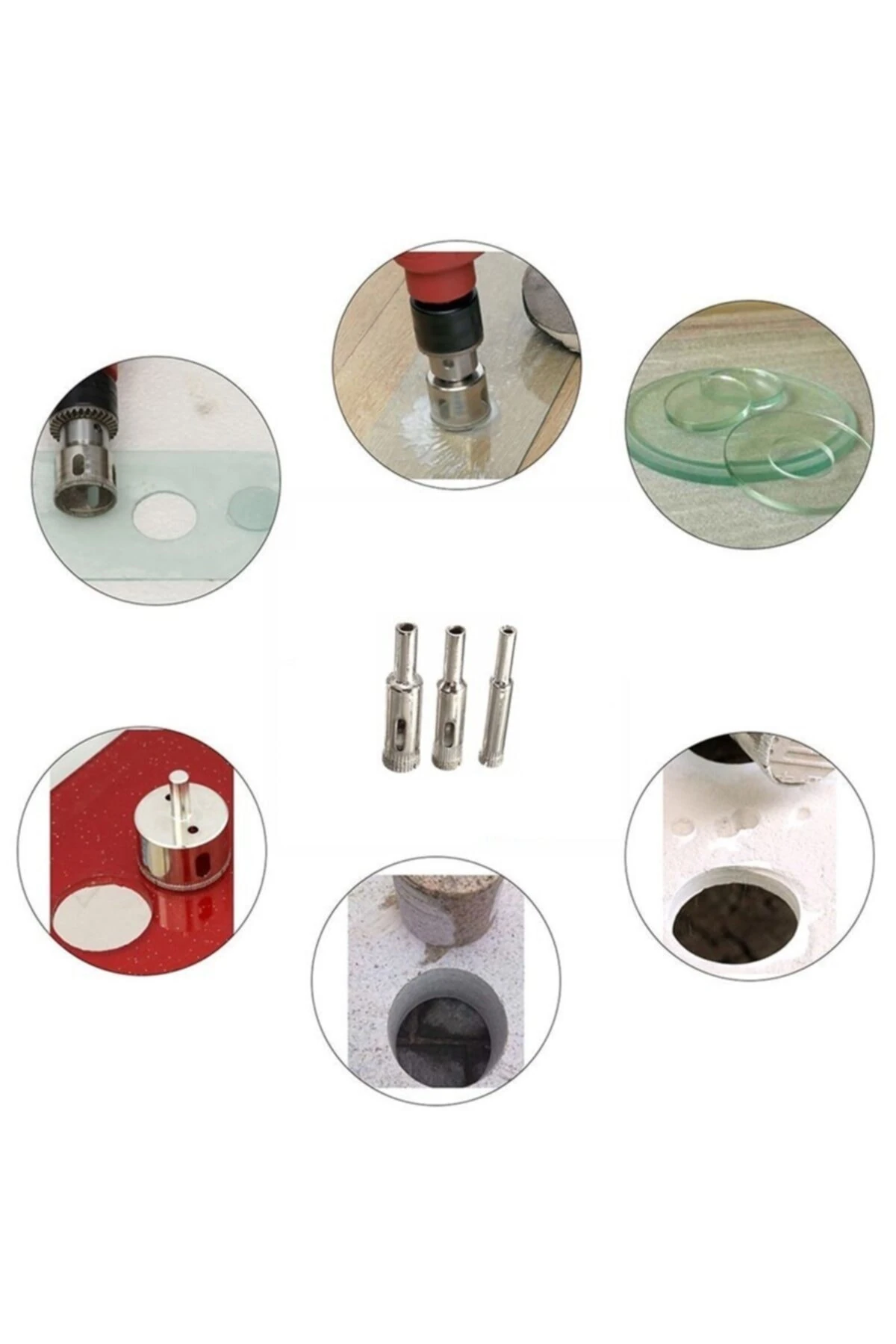 Boru Tipi Cam Mermer Fayans Delme Elmas Uclu 8 Mm Karot Ucu Panc