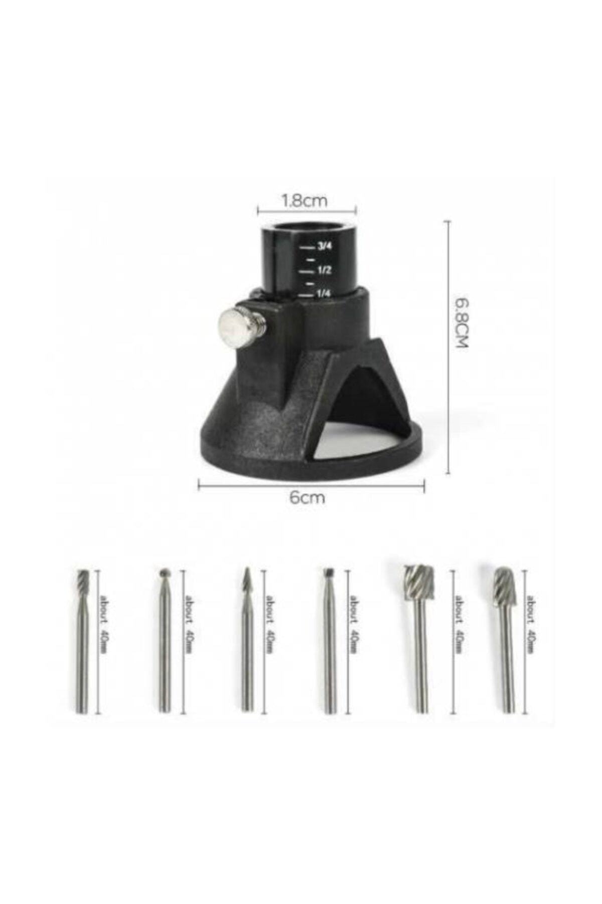Dremel Proxxon Cihazlar Için Sabitleme Dik Delme Aparatı 6 Adet Hss Freze Uç Seti