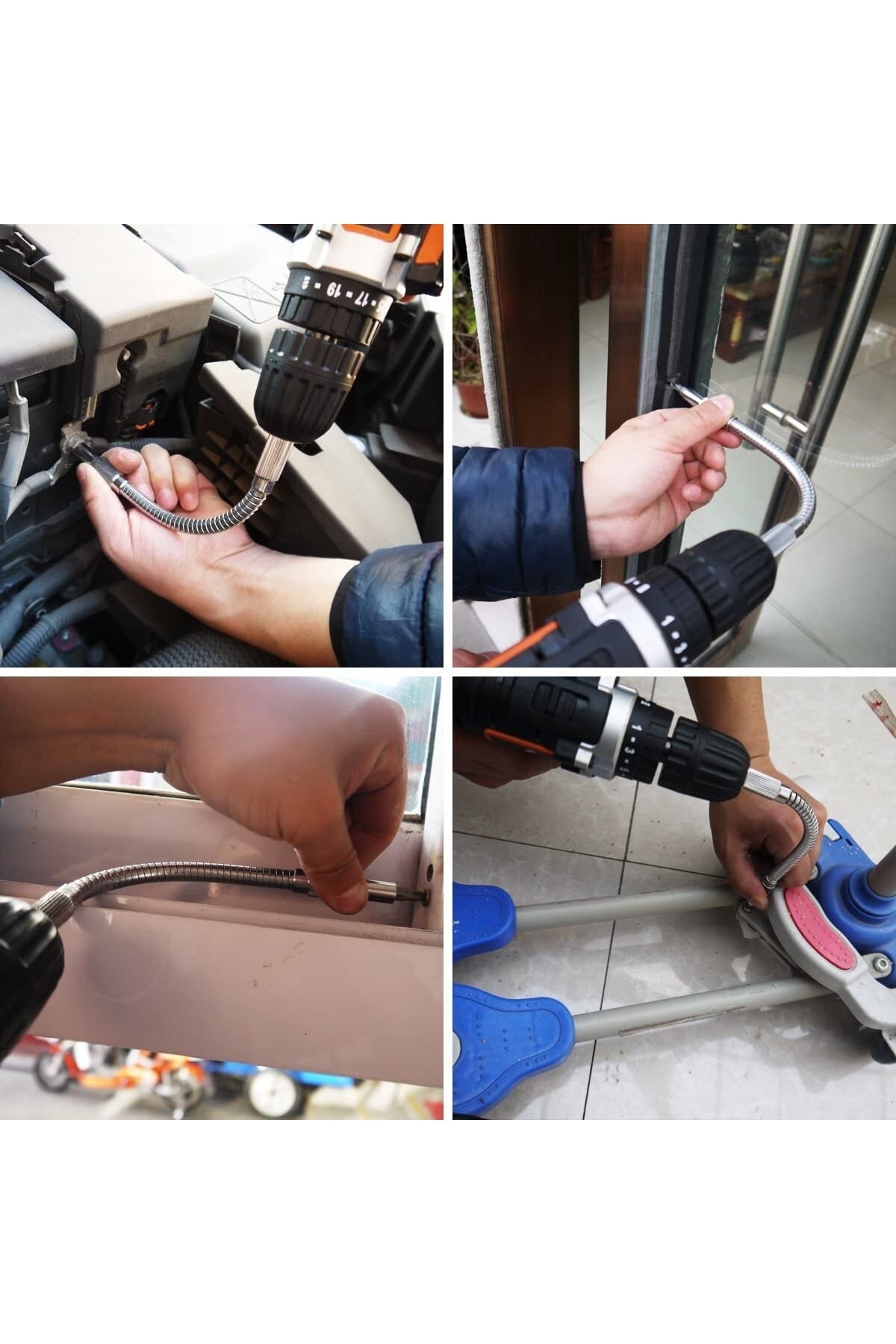 Hızlı Uç Tutucu 1/4 " 3 Parça Altıgen Şaft Manyetik Uç Tutucu Esnek Uzatma 10 Parça Tornavida Uc Set