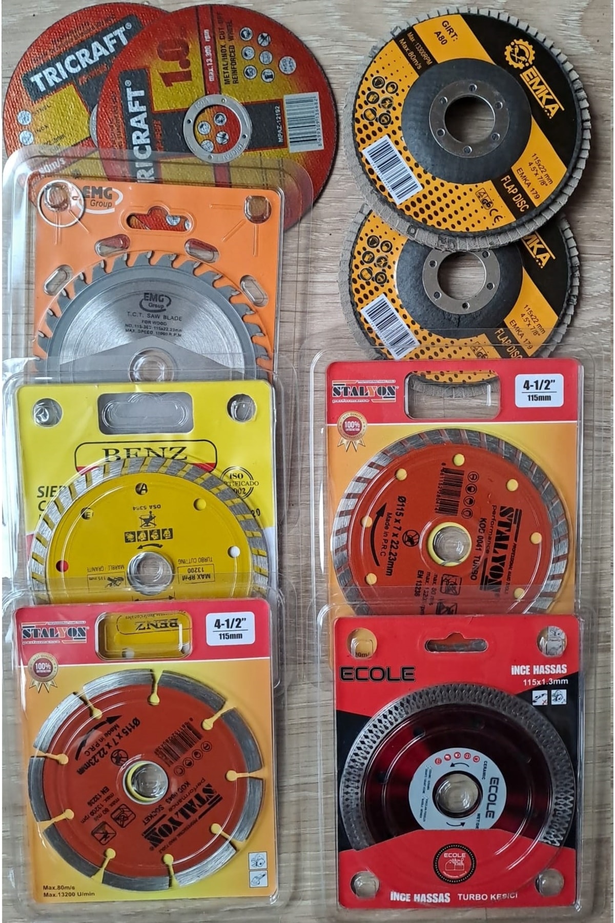 Ahşap Metal Mermer Granit Seramik kesici disk Seti Kesme Zımparalama Daire Disk Bıcak 115mm ispirel