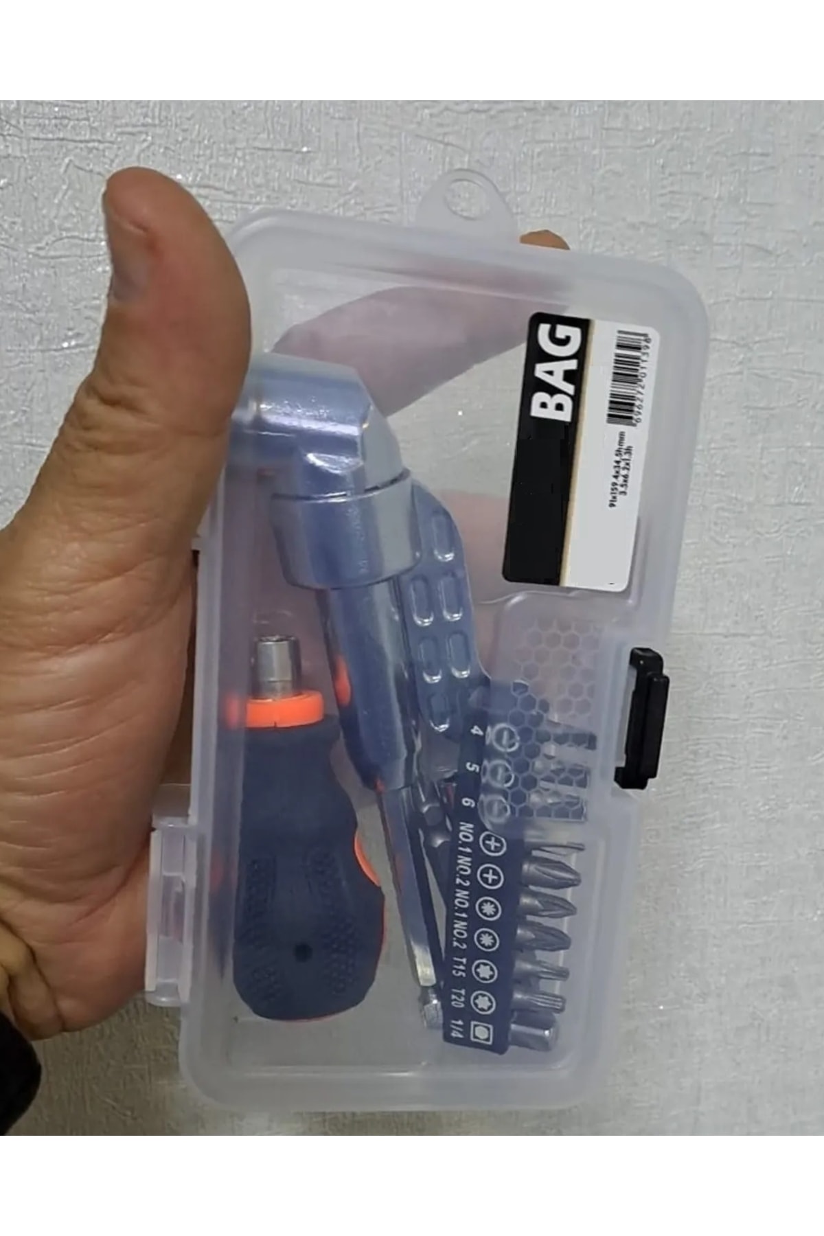 Kör Nokta Köşe Vidalama Aparatı Ve Bits Tornavida Yıldız Düz Uç Seti Saklama Çantalı 15 Li