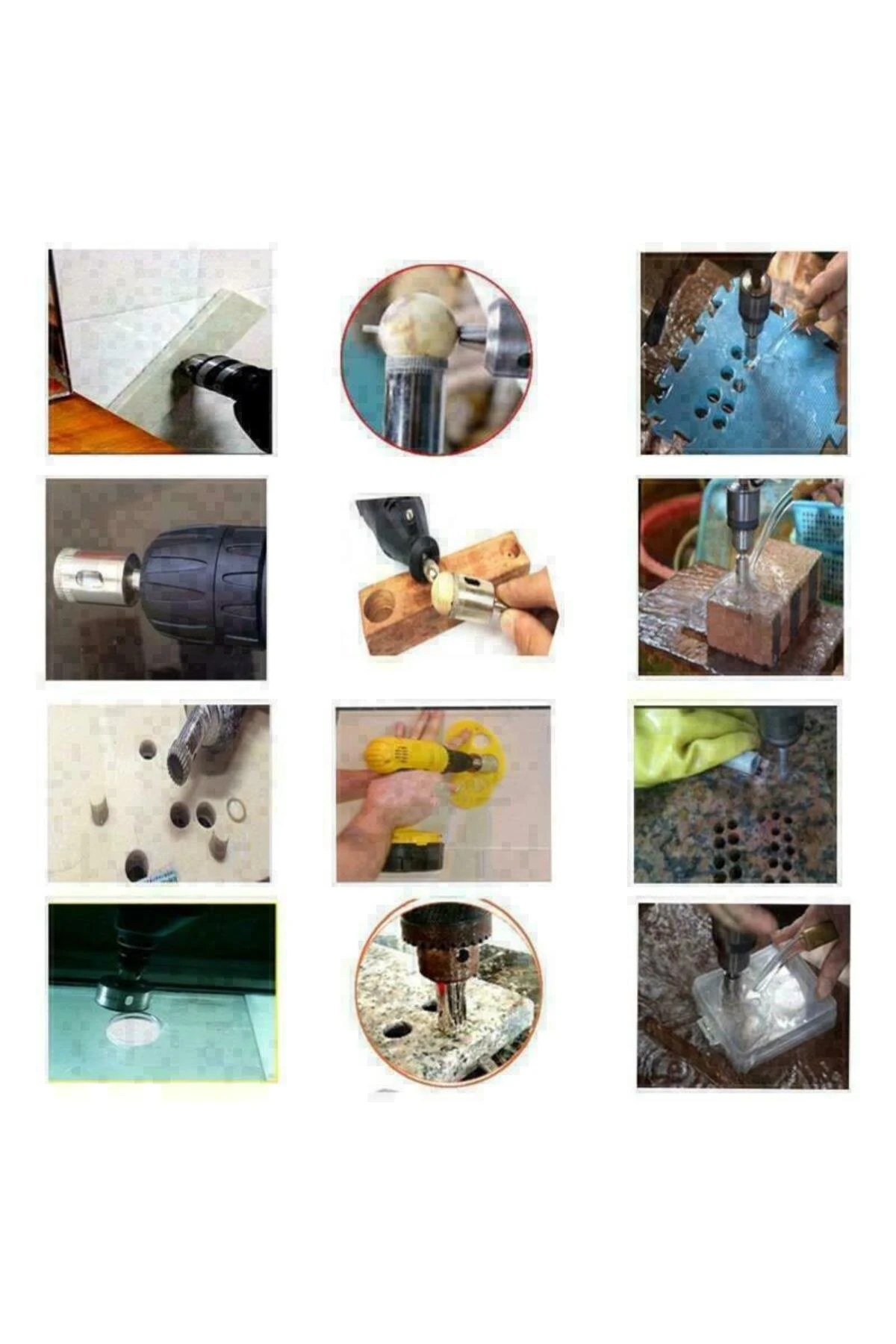 Mermer Granit Fayans Cam Yuvarlak Delme 33-48-50-55mm Matkap Uyumlu Elmaslı Boru Tipi 3lü Panc