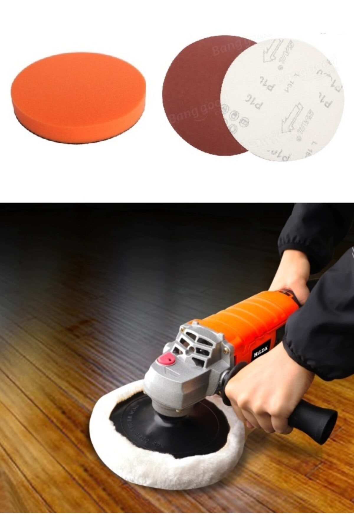 180 Mm Polisaj Seti Cırt Taban Sünger Bone 2 Li Zımpara Takımı