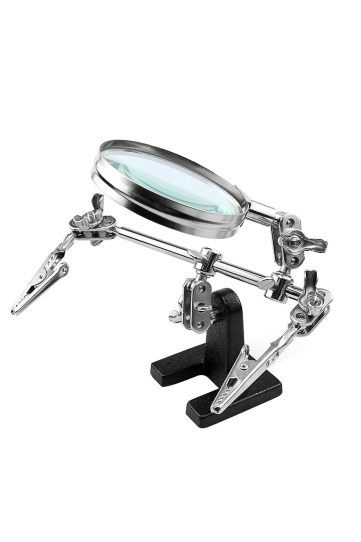 Elektronikçi Lehimleme Kıskaçlı Büyüteç Robot Kollu Mercekli Kuyumcu Mikroskop Sabitleme Standı 5x