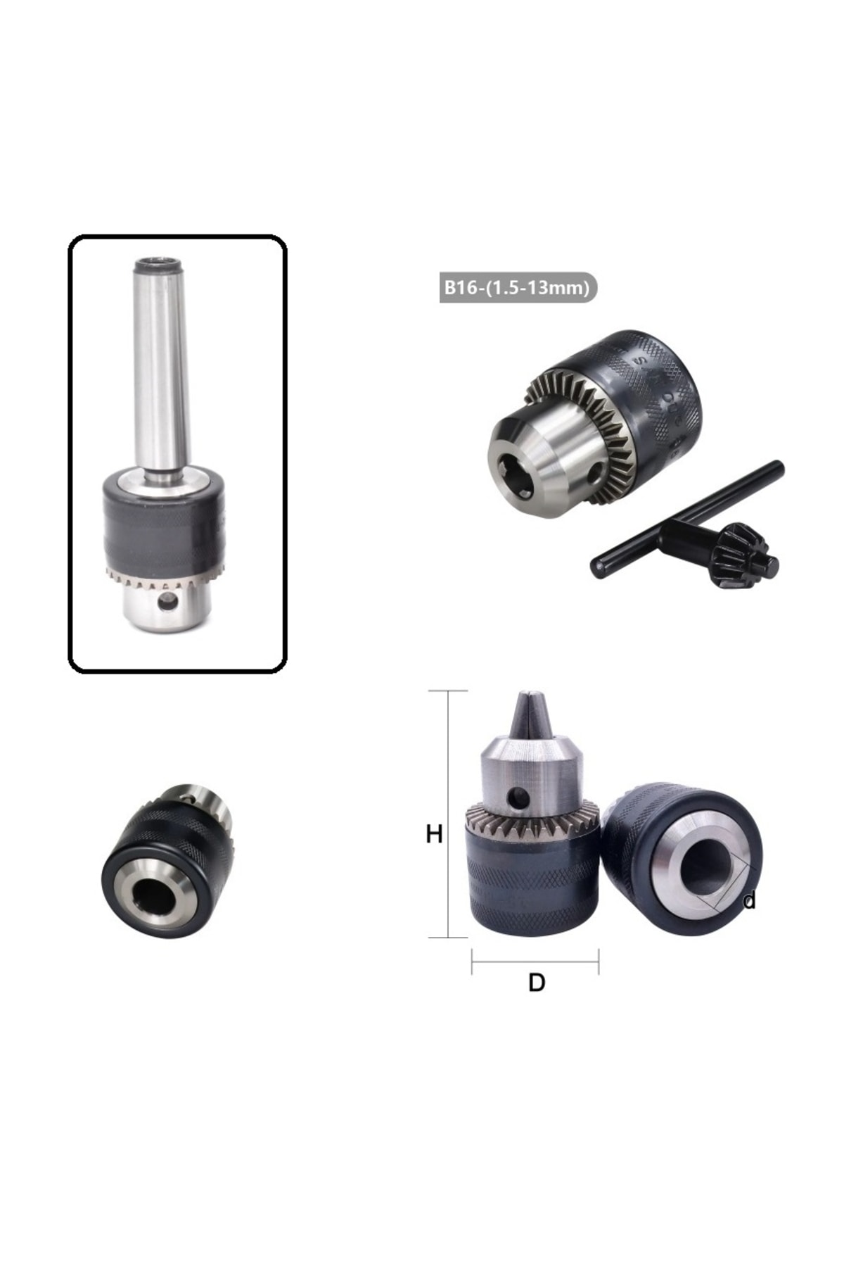 1.5-13mm B16 Mandren Konik Matkap Aynası Çelik Anahtarlı Mandiren