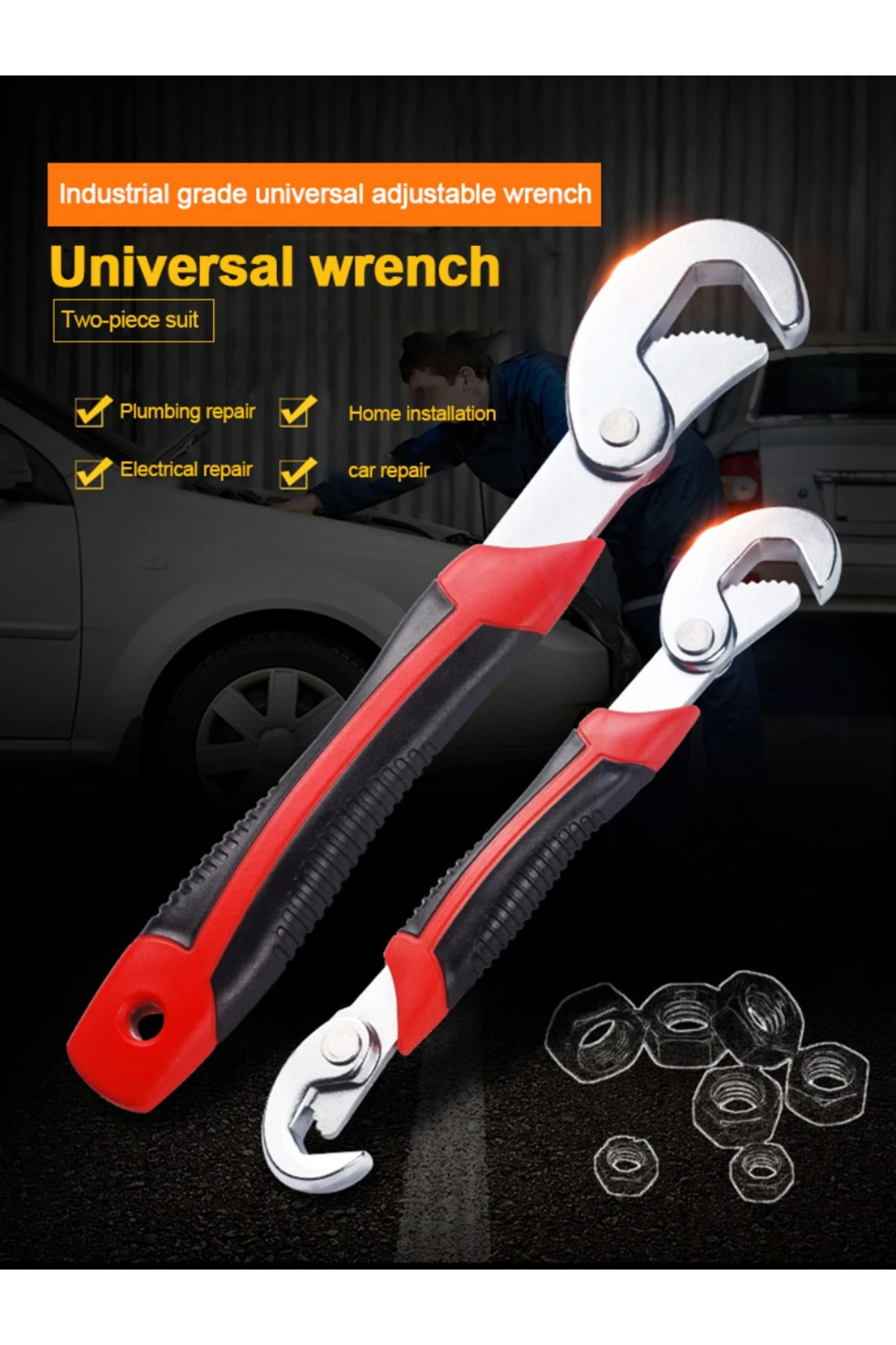 Tesisatçı Çok Fonksiyonlu Wrench Snap N Grip 8-32mm Akıllı Anahtar Ford Pense Ingiliz Anahtarı 2li