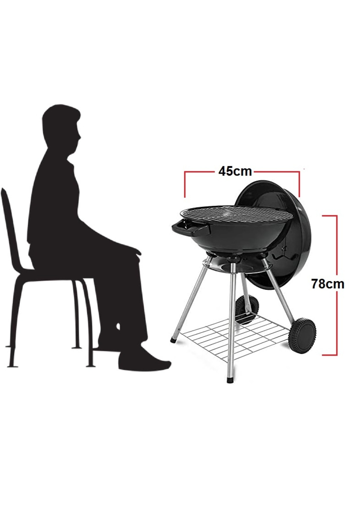 tekerlekli kapaklı bahçe için kömür mangalı arabalı barbekü gril ızgaralı piknik plaj