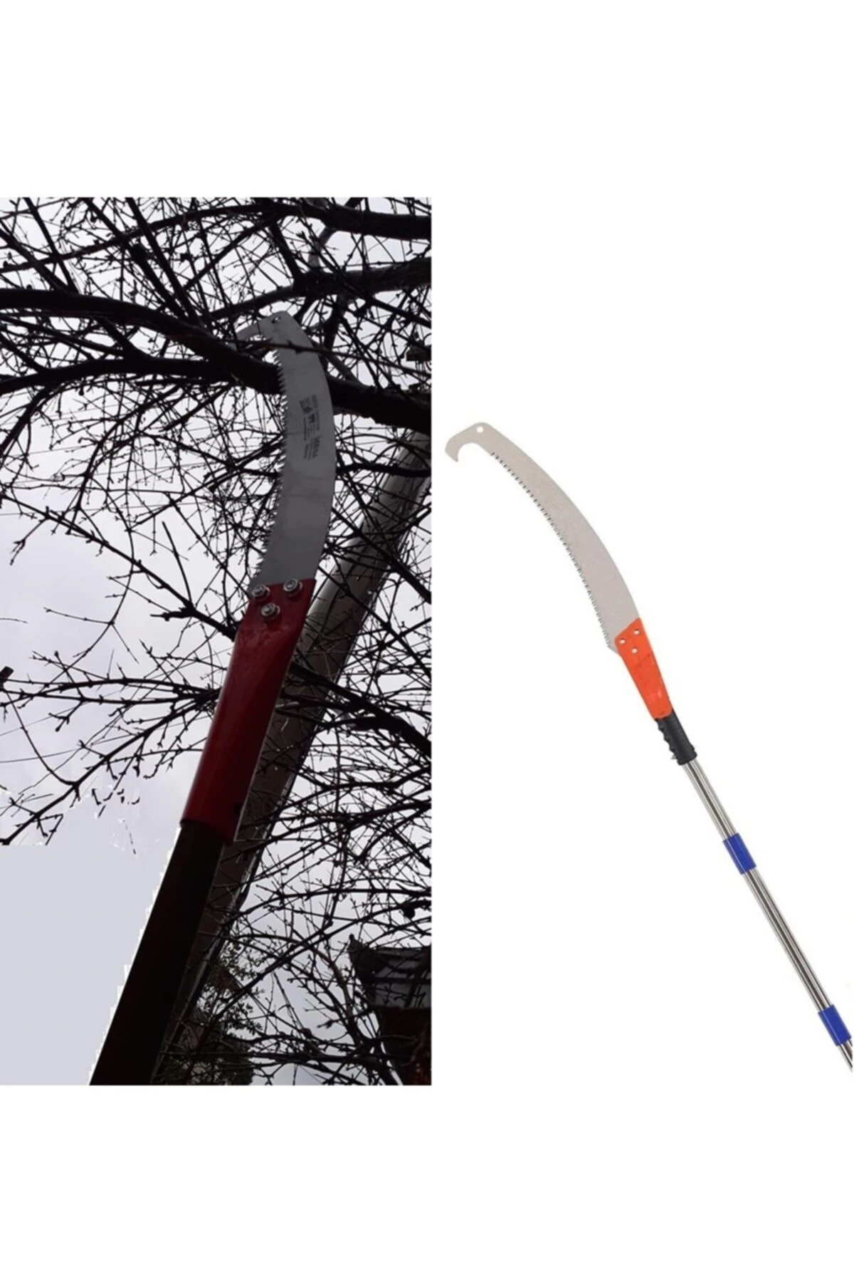 Kıvrık Dal Ağaç Çalı Diken Kesme Testeresi Sırık Sap Takılabilir Tepe Testeresi Lazer Bıçaklı Sapsız