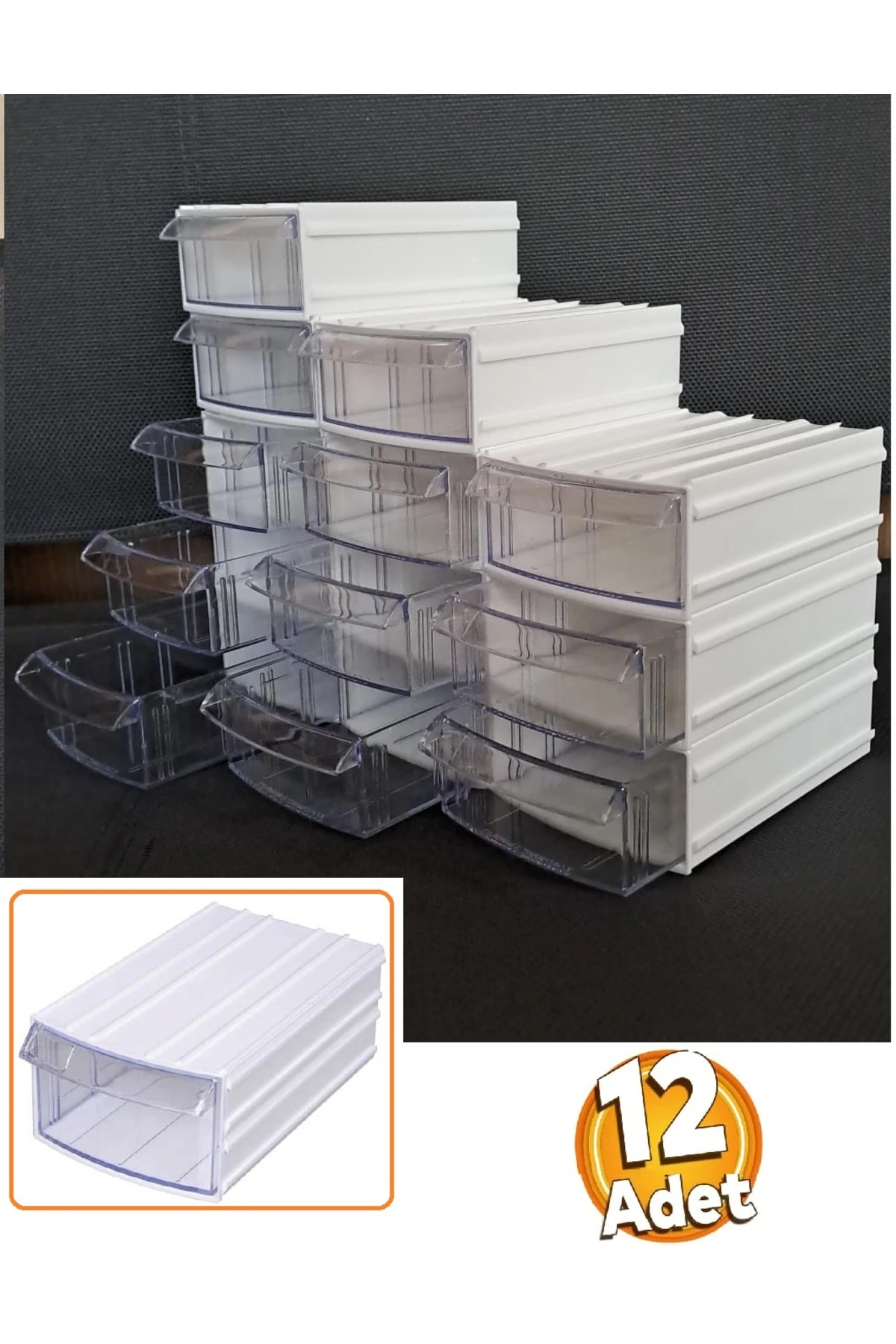 Şeffaf Çekmeceli Organizer Kutu 12 Kutu Dremel Gravür Boncuk Mücevher Saklama Kutusu düzenleyici