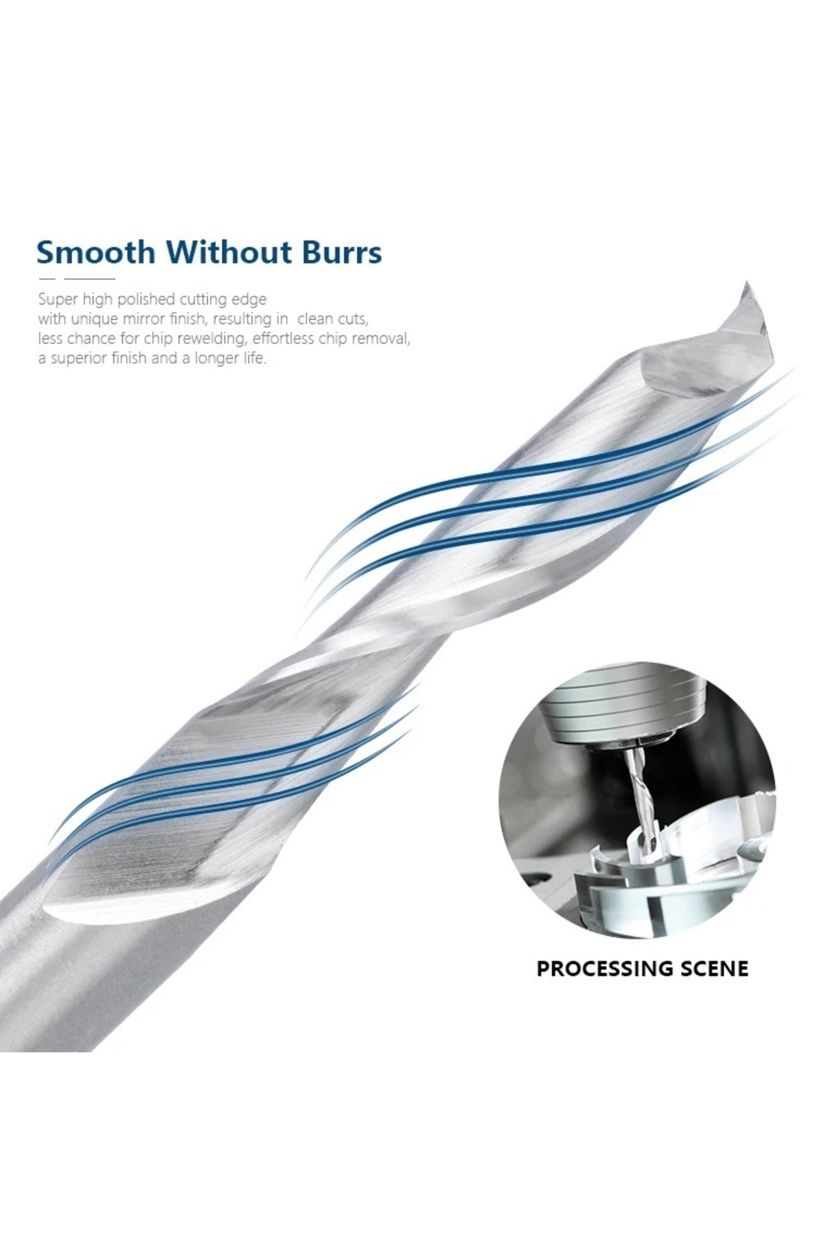 freze için kesim tek flüt karbür End Mill 1,6mm CNC uç Spiral yönlendirici alüminyum bakır ahşap MDF