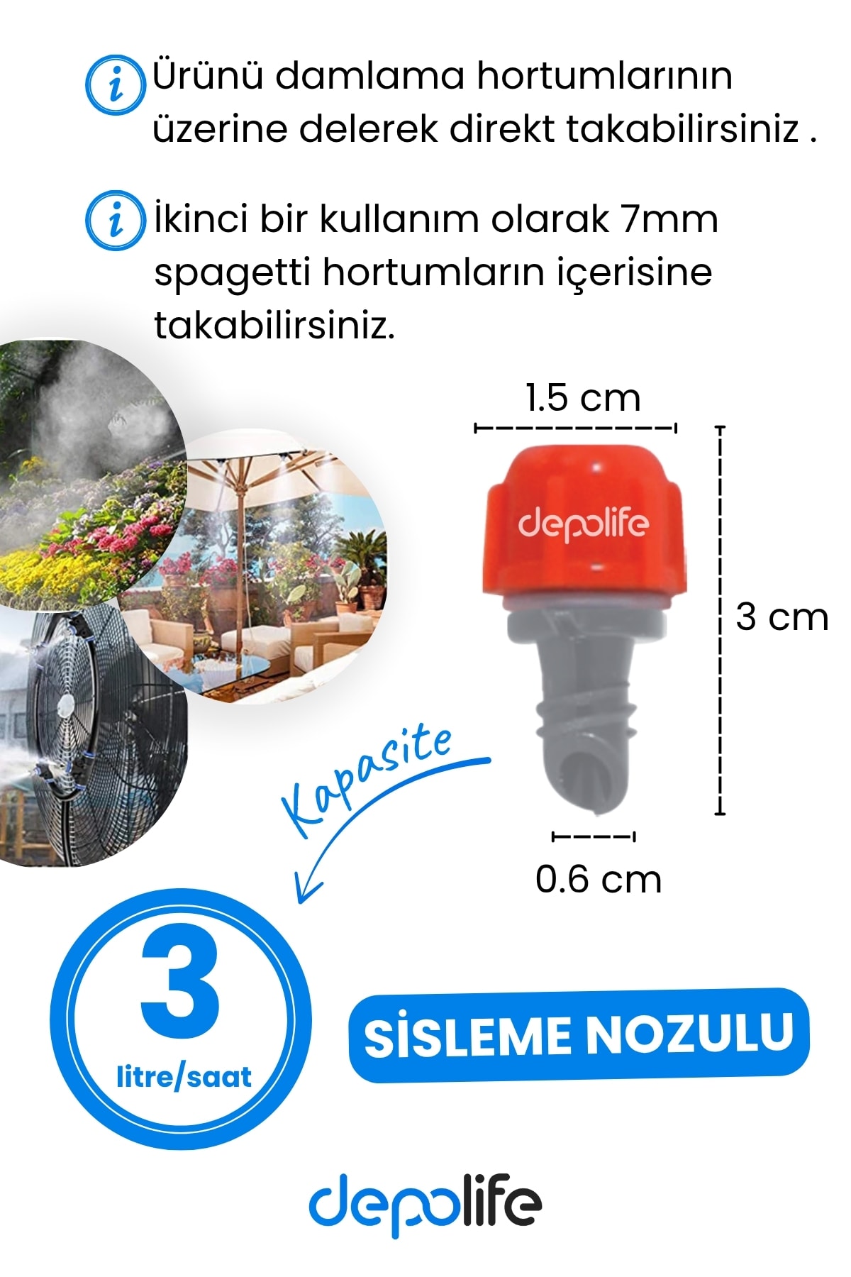 Bahçe Balkon Veranda Sera Bitki Çiçek Damlama Nemlendirme Sulama Sisleme Püskürtme Hortum Sistemi