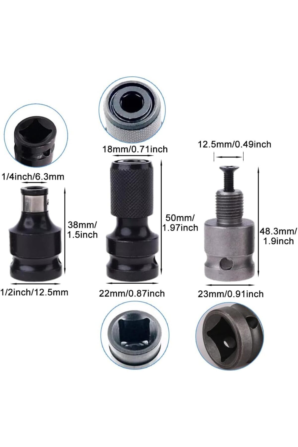 1/2 Matkap Chuck Mandren Adaptör Somun Sökme Makinesini Hex Bits Vidalamaya Dönüştürme Aparat Seti