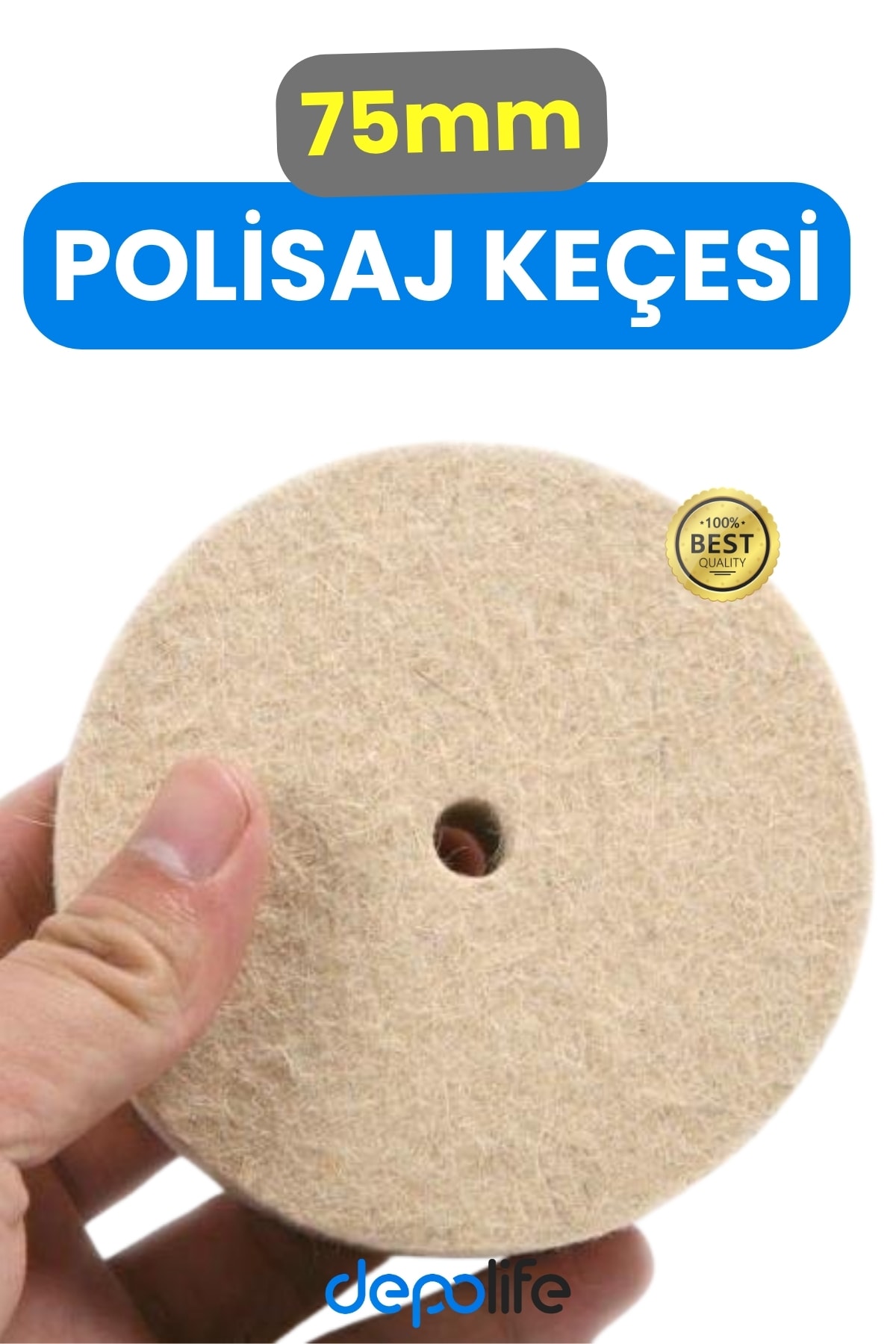 75mm Mücevher Metal Altın Gümüş Parlatma Polisaj Keçesi Yün Keçe Seramik Mermer Plastik Bakalit