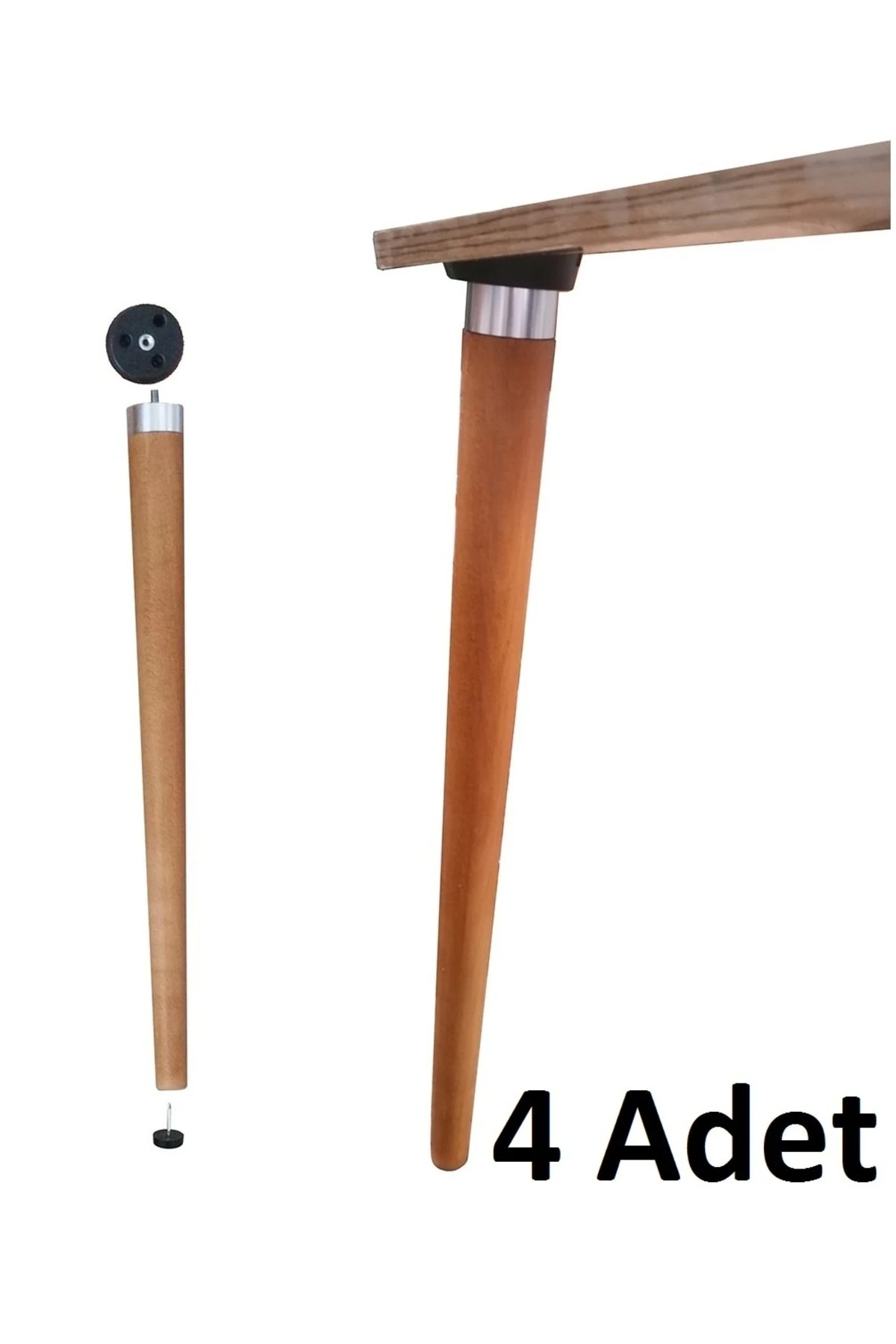 masif Gürgen Konik Ahşap Ayak M8 Vidalı ve Montaj Aparatlı açılı tabla Masa ayağı