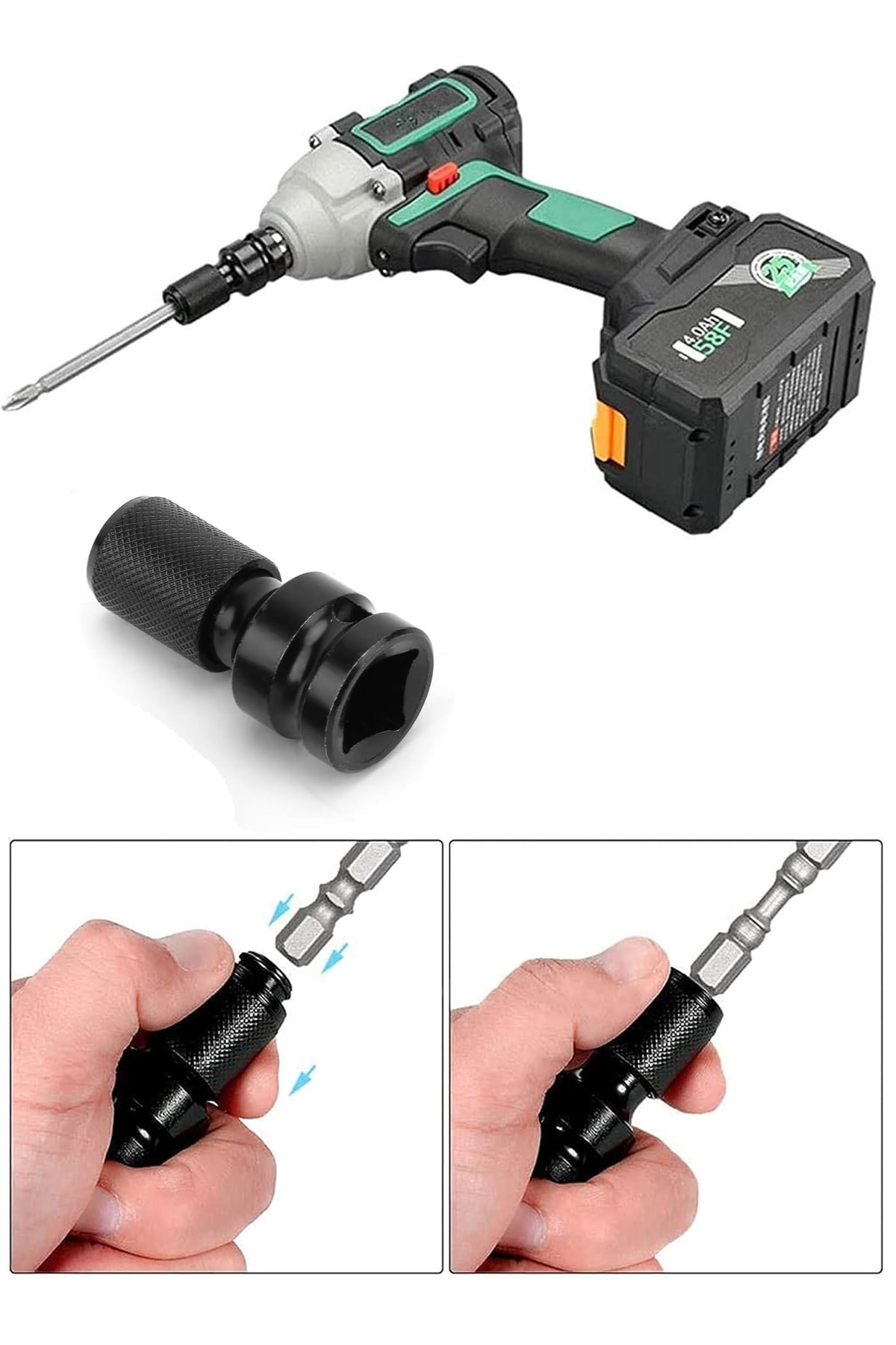 Torklu Somun Sıkma Bijon Sökme Darbeli Matkap için Bits Adaptörü 1 adet Yaylı Ağır hizmet Mandreni