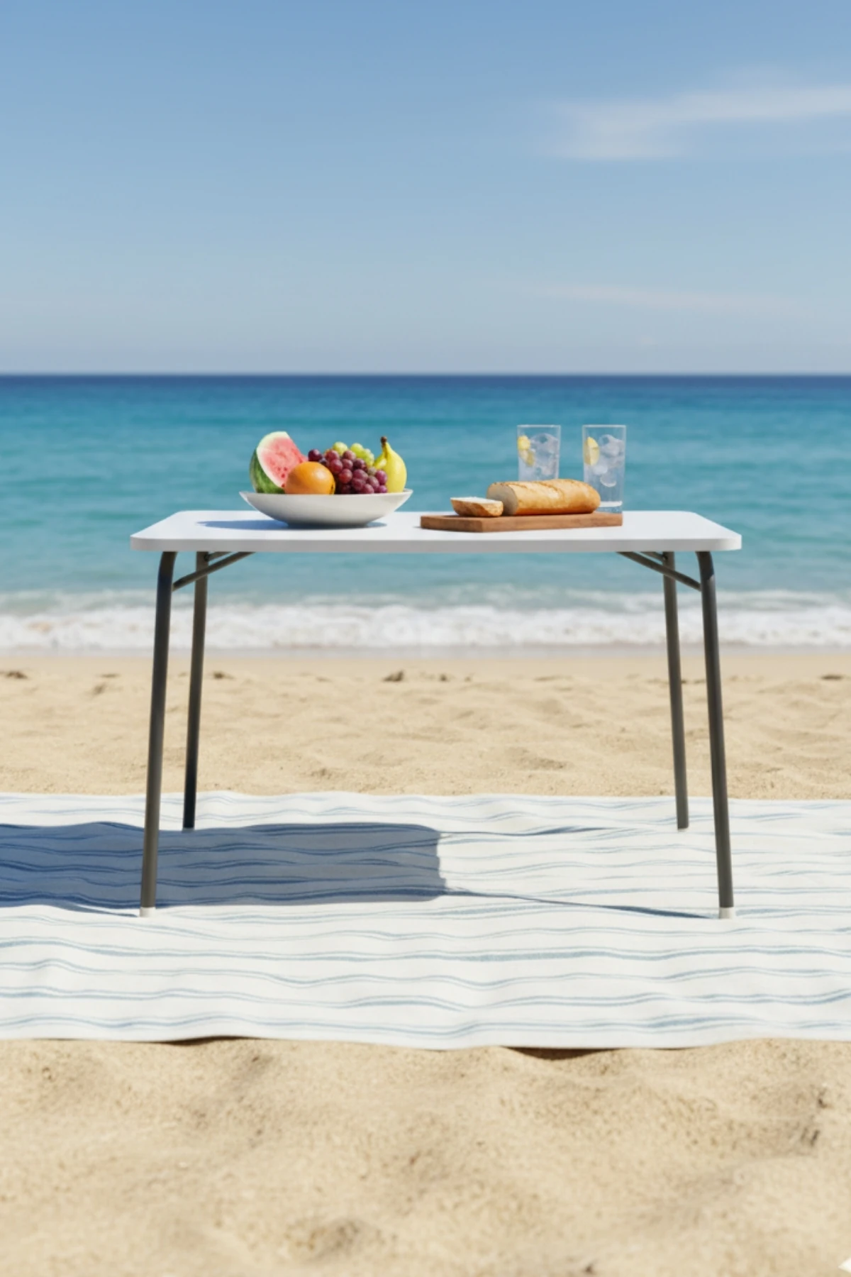 Katlanır Beyaz Balkon Mutfak Piknik Ders Çalışma Masası 60 x 100 cm