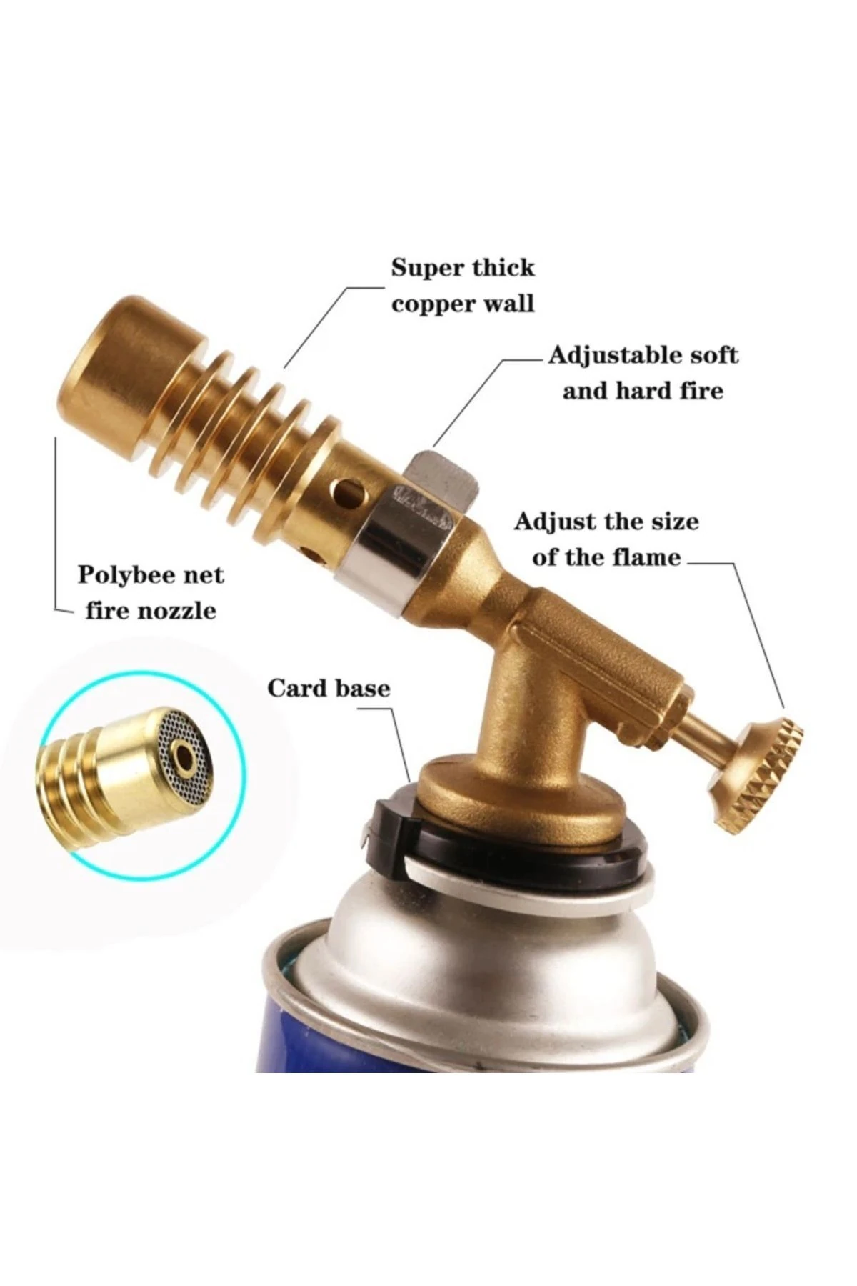 kaynakcı Pürmüz 1300 derece alev gazlı Torch alev tabancası Prinç Tamirci Kaynak Başlığı