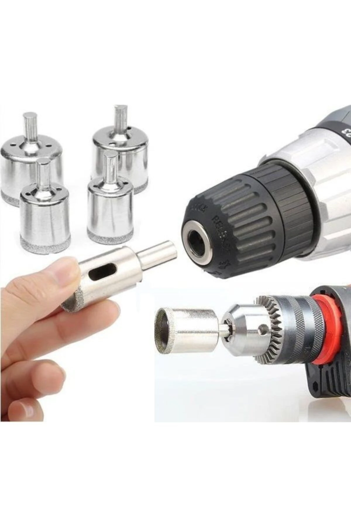 Mermer Granit Fayans Porselen Cam 22mm 30mm Yuvarlak Delme Pancı Elmas Uçlu Delik Açma Karot Ucu 2li