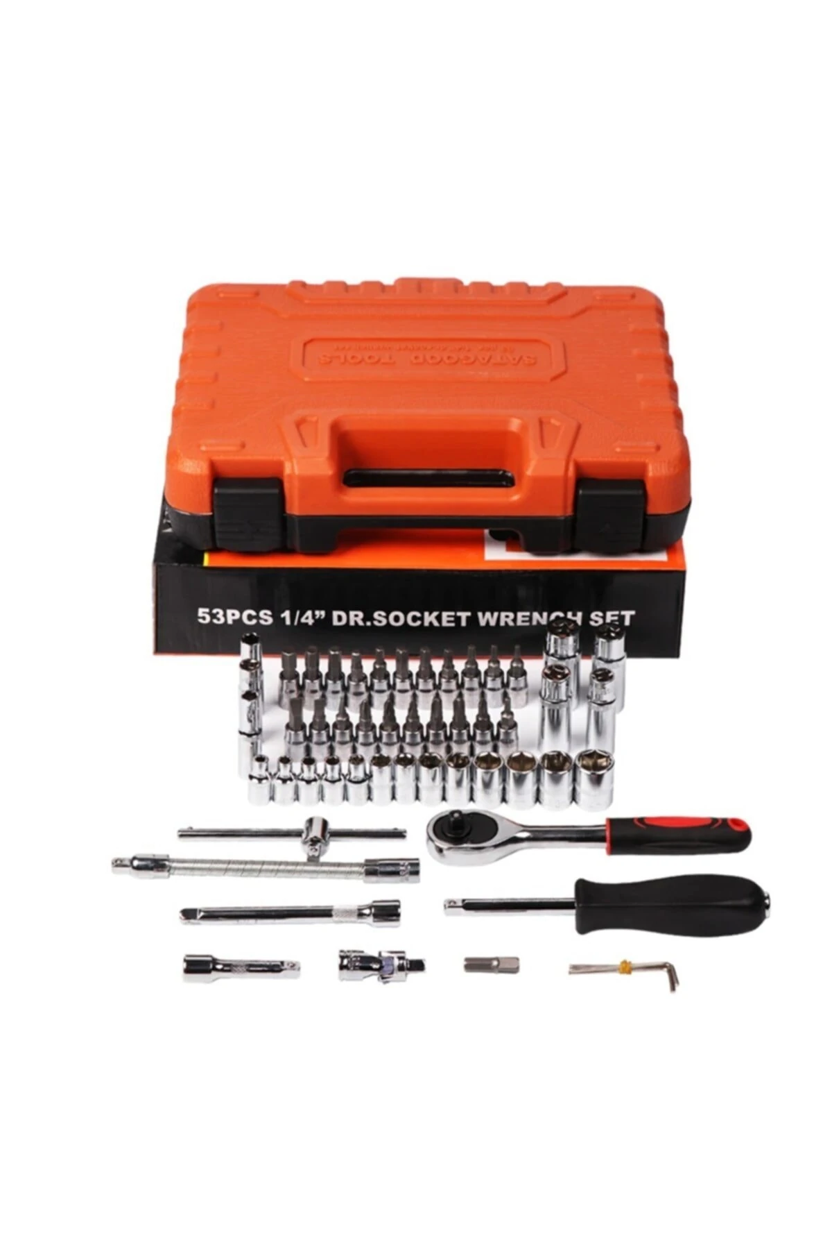 53 Parça Lokma Takımı Otomatik Cırcırlı 1/4 Uzatma Kolu Hex Adaptörlü Çantalı Set 1/4'' Profesyonel