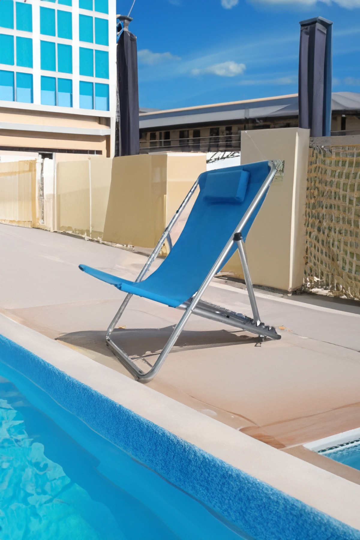 Balkon Teras Bahçe Şezlong Katlanır Yastıklı 5 Kademe Ayarlı Yatar Rahat Plaj Balıkçı Tv Koltuğu
