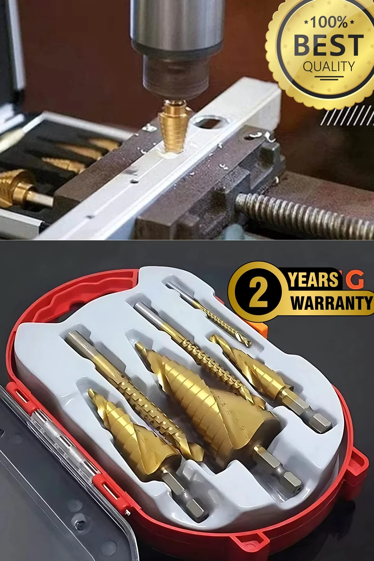 Delik Delme Pah Açma Kademeli Delme Panç Titanium 6 Parça Kutulu Freze Uç Seti