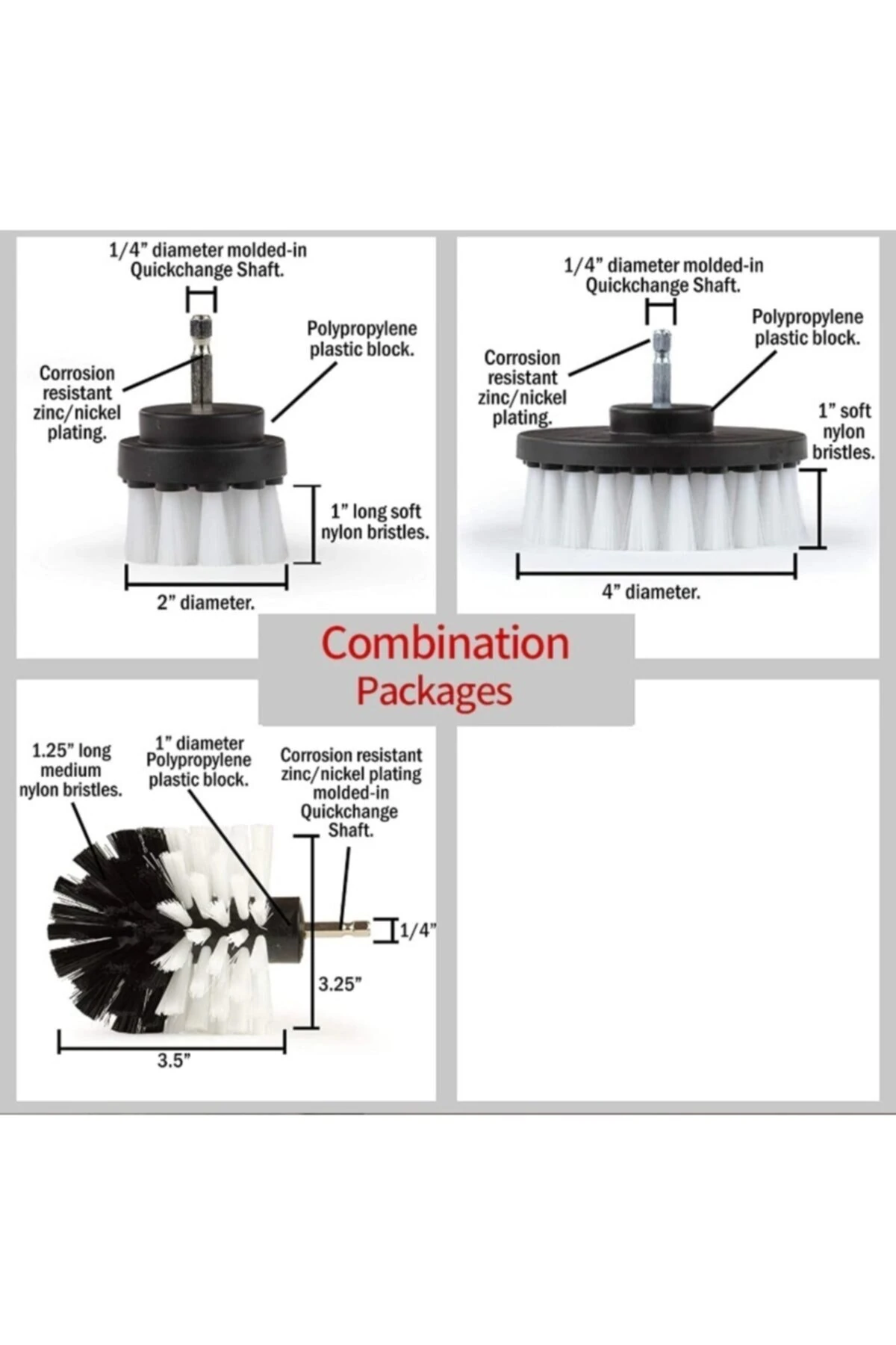 Matkap Temizlik Fırça Seti Banyo Mutfak Oto Jant Koltuk Halı Fayans Temizleme Fırça Kiti 3lü