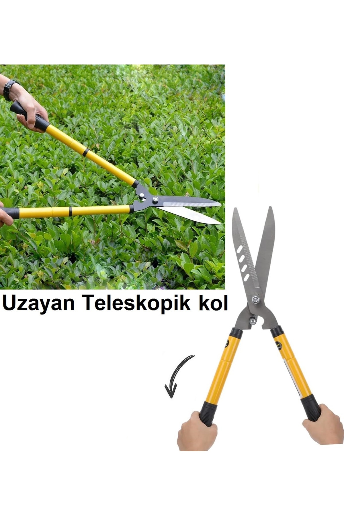 Bahçe Için Yüksek Ağaç Tepe Dal Kesme Makası Ve Çim Çit Budama Kesme Testere Seti 3 Parça
