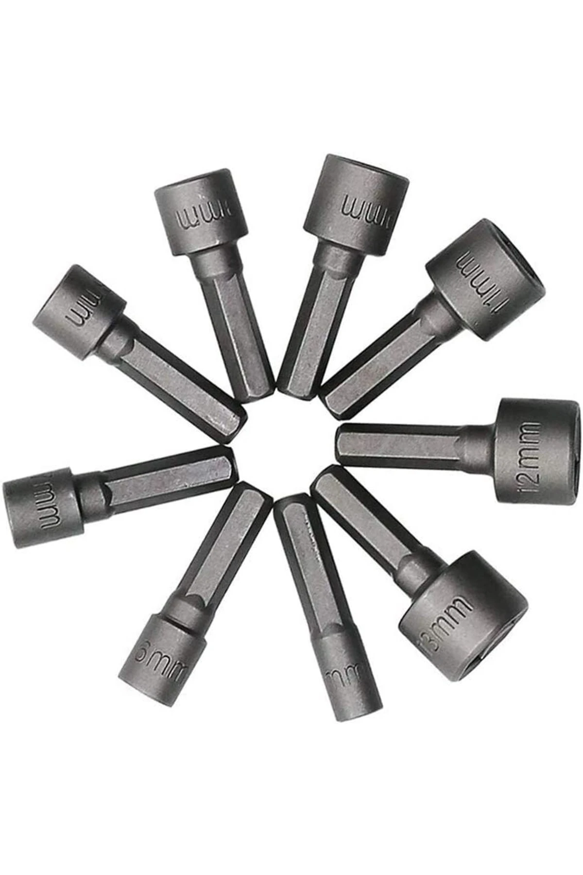 Somun Sökücü Bits Lokma Seti 1/4"vidalı Metrik Adaptör Matkap Ucu 5 Ila 13mm Altıgen Şaft 9 Parça