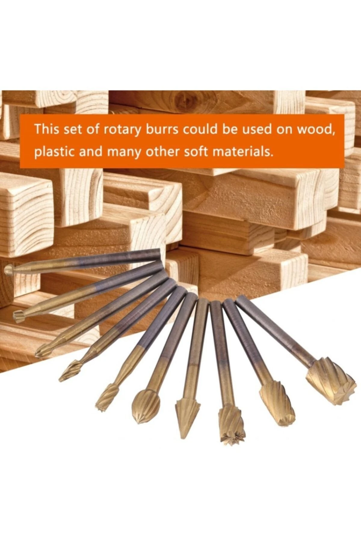10 Parça Hss Titanyum Ahşap Için Freze Uç Seti Dremel Benzeri Gravür Makinası Için Kalıpçı 3mm Şaft