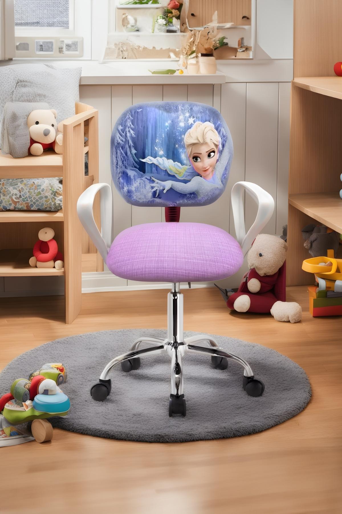Ofis Ders Çalışma Faliyet Koltuğu Karlar ülkesi frozen Çocuk Odası Sandalyesi Tekerlekli Ayarlı