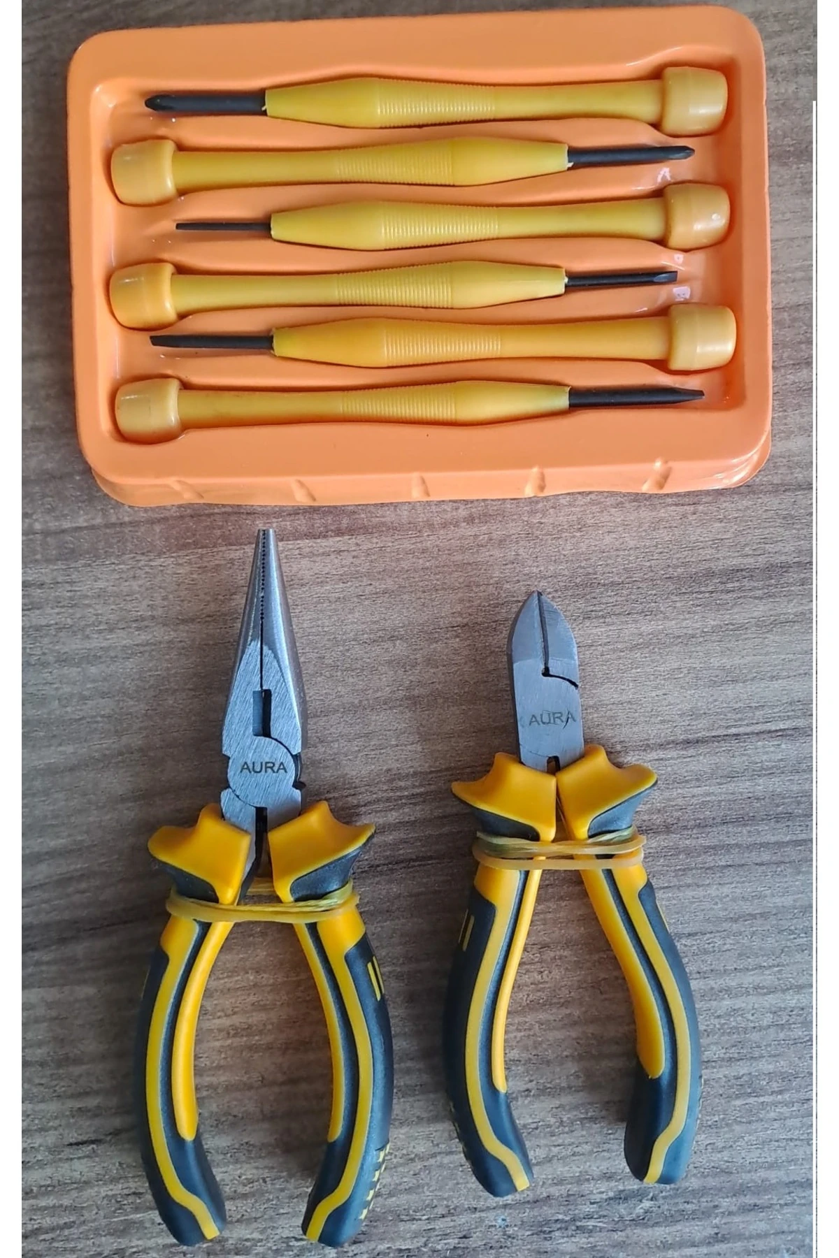 Mini garga burun Mini Yan Keski Pense 6 li Saatci Tornavida seti  Kargaburun düz yıldız tornavida