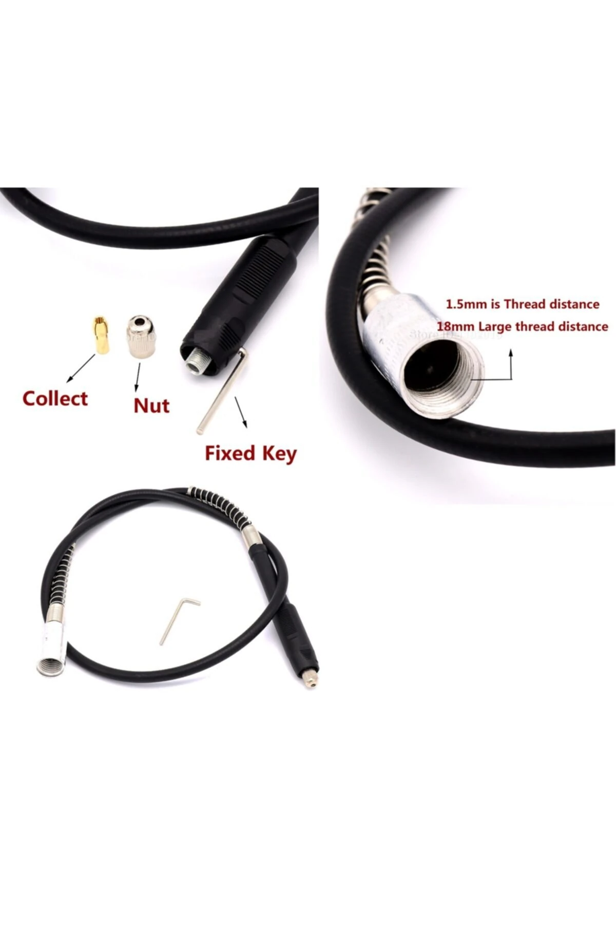 Dremel Benzeri Mini Taşlama Makinası Için Masa Asma Aparatı Spiral Uzatma Hortum Seti