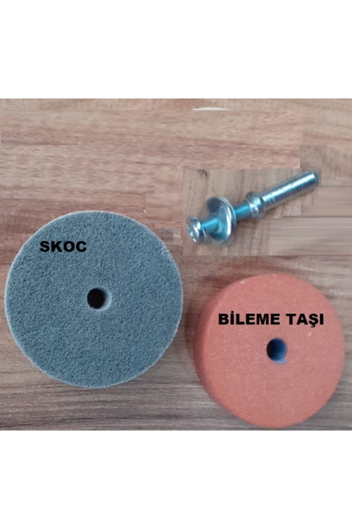 Matkap Adaptörlü Bileme Temizleme Parlatma Polisaj Disk Seti Skoc Değirmen Taşı Adaptör 3 Lü Set