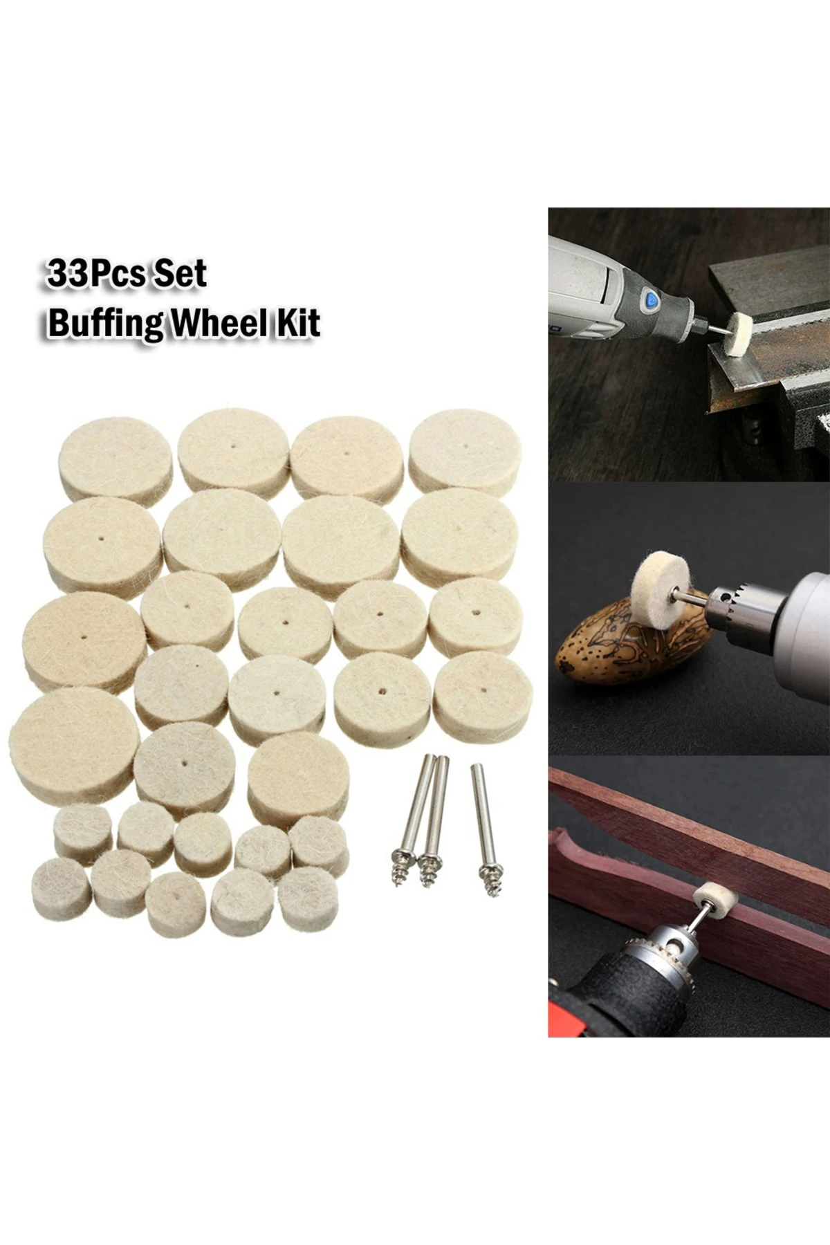 Polisaj Cila Parlatma Keçesi Yün Keçe Dremel Matkap Ucu 13mm Ve 25mm Toplam 33 Lü Set