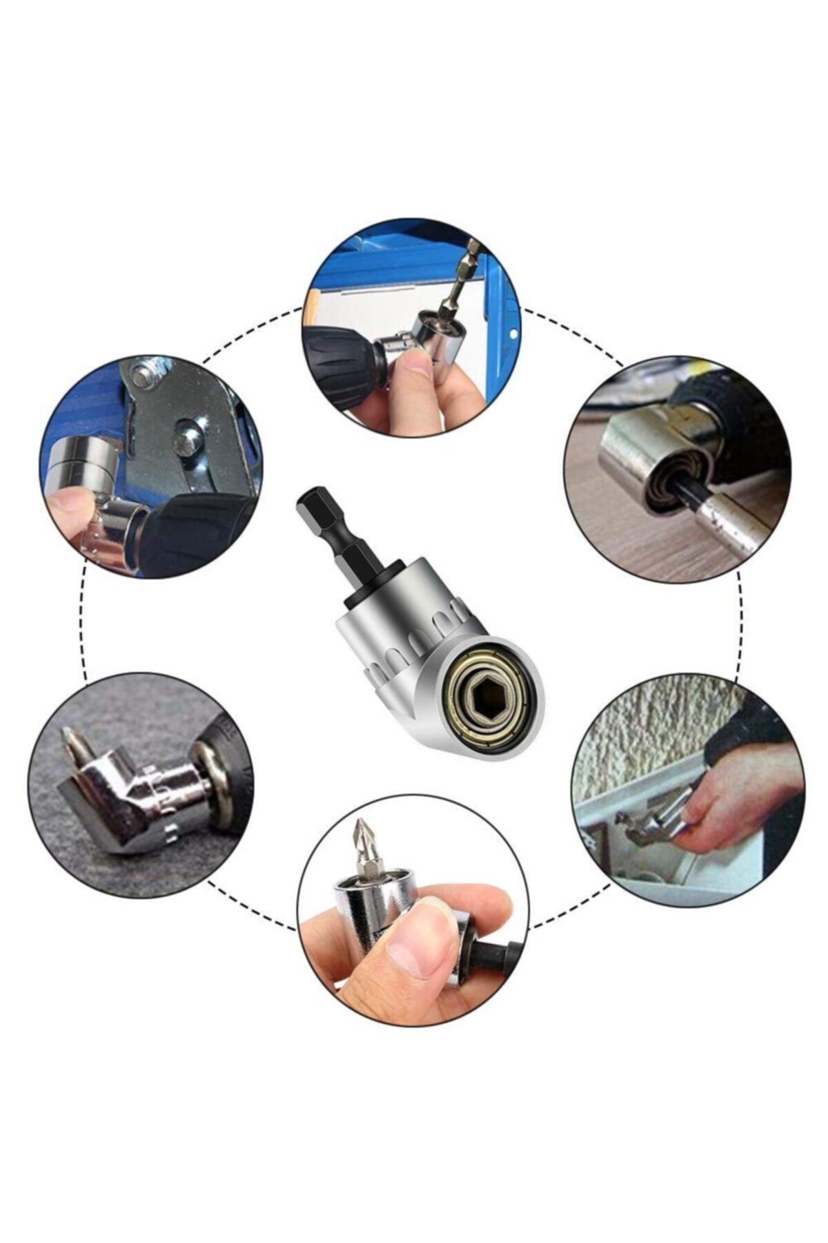 Köşe Vidalama 1/4 Hex Adaptörü Altıgen Bits Tornavida Esnek Hortum Lokma Tornavida 15 Parça Matkap