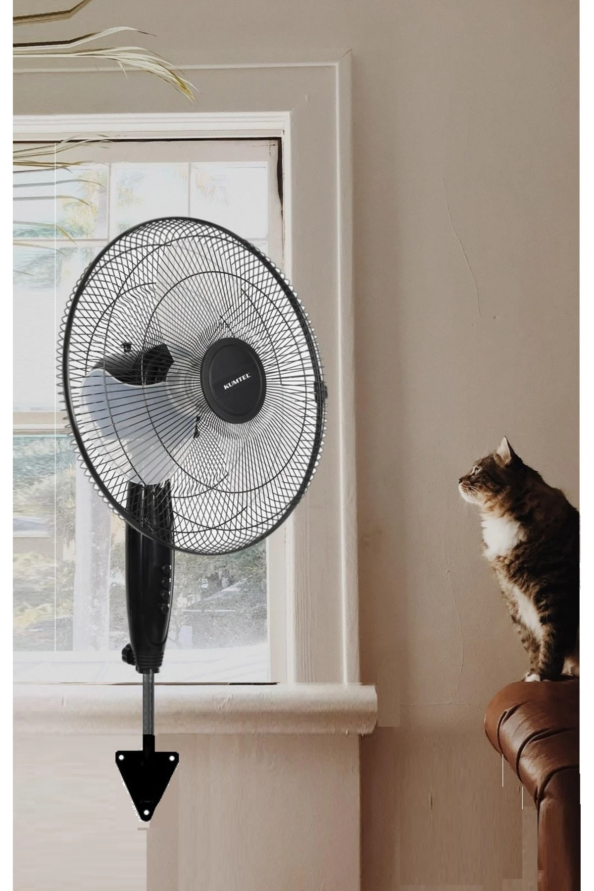 Duvar Montajlı Hava Vantilatörü 3 Kademe Hız Ayarlı Pervane Sağ Sol Dönme 45w Siyah Renk