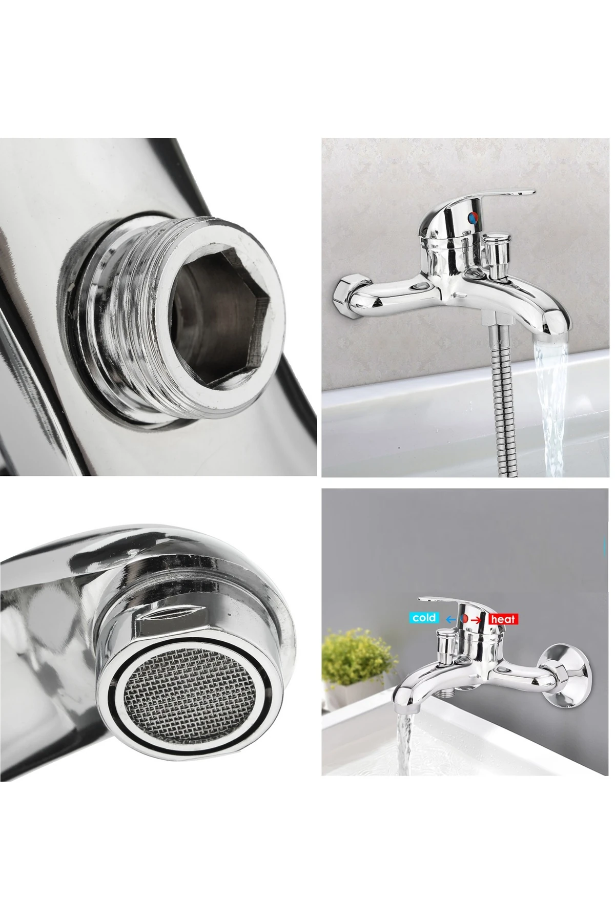 Banyo Duş Bataryası Mix Sıcak Soğuk Banyo Çeşmesi Prinç Tasarruflu Armatür