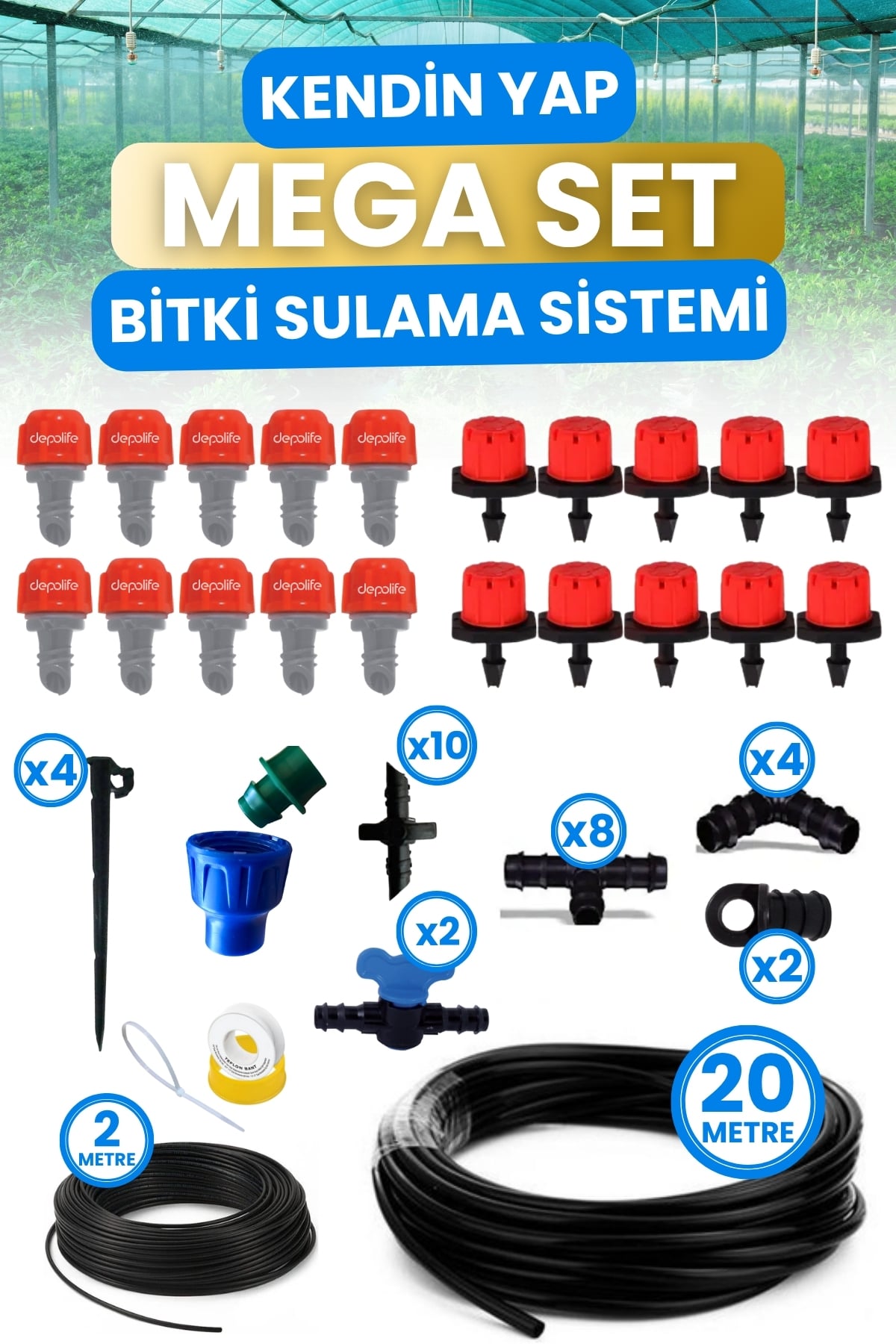 Bahçe Balkon Veranda Sera Bitki Çiçek Damlama Nemlendirme Sulama Sisleme Püskürtme Hortum Sistemi