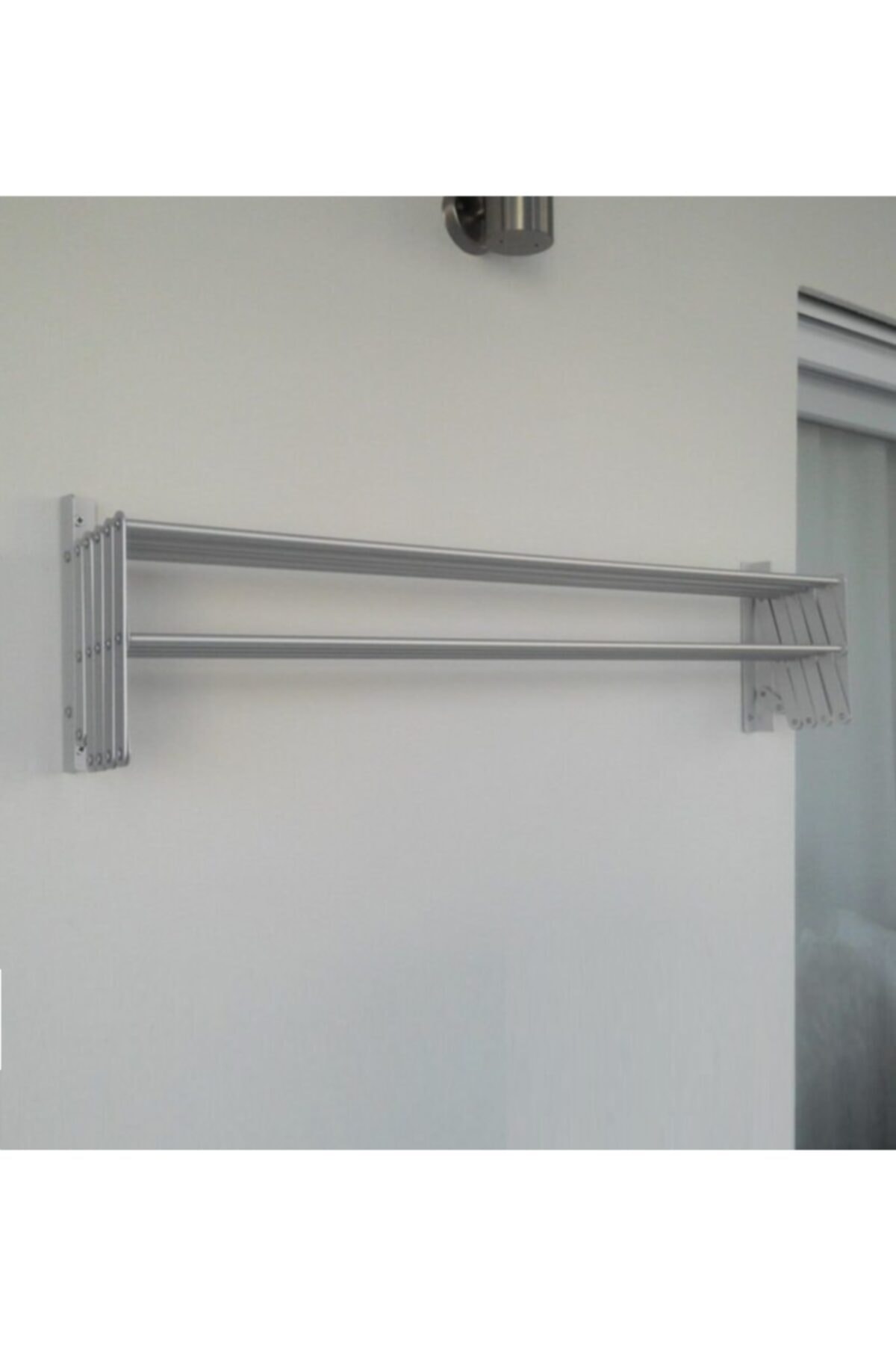 Çamaşır Balkon Kurutma Askısı Akordiyon Elbise Kurutmalık 70cm-9 Çubuk Alüminyum Duvar Montajlı