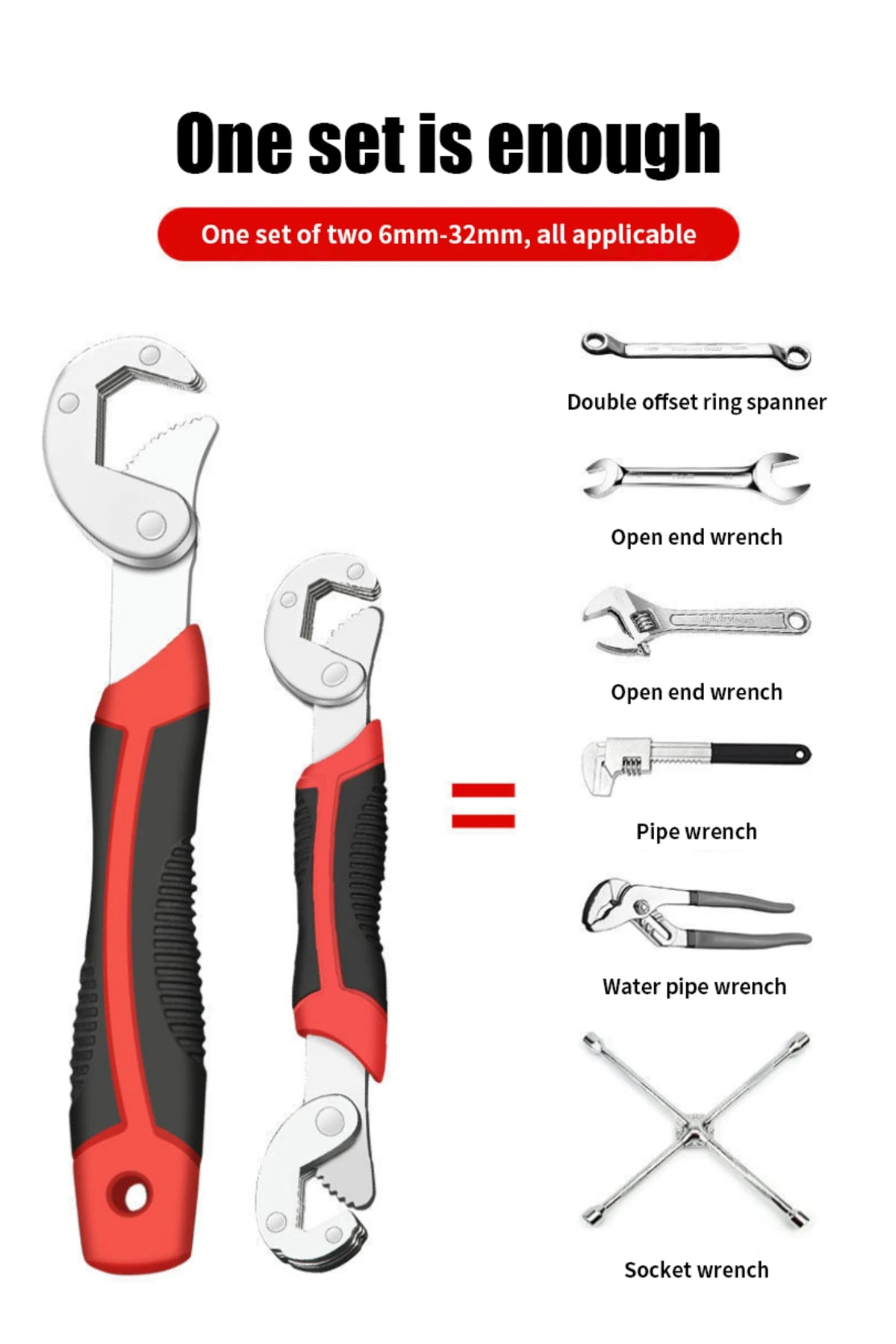 Tesisatçı Çok Fonksiyonlu Wrench Snap N Grip 8-32mm Akıllı Anahtar Ford Pense Ingiliz Anahtarı 2li